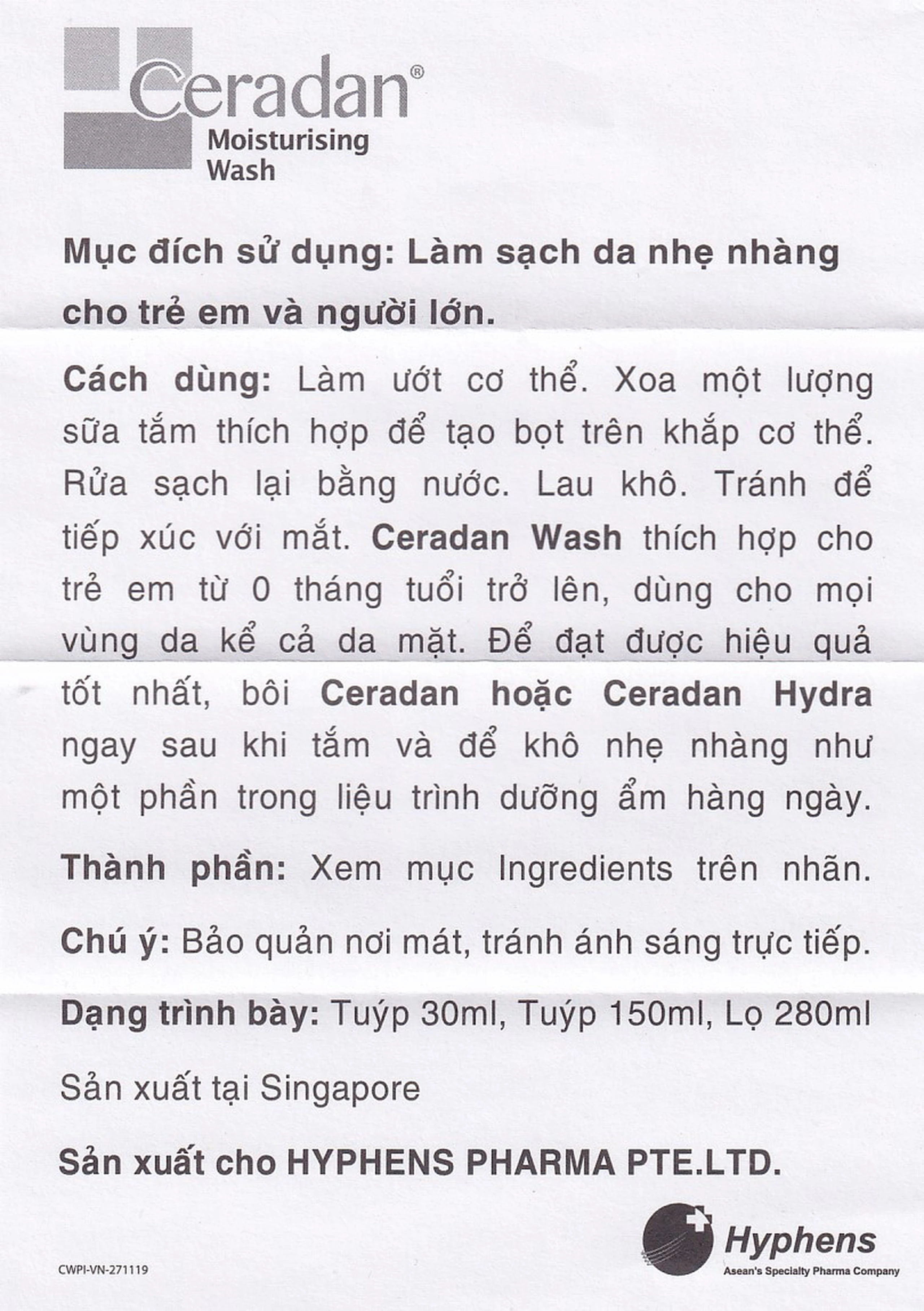 Sữa tắm dưỡng ẩm Ceradan 280ml moisturising wash