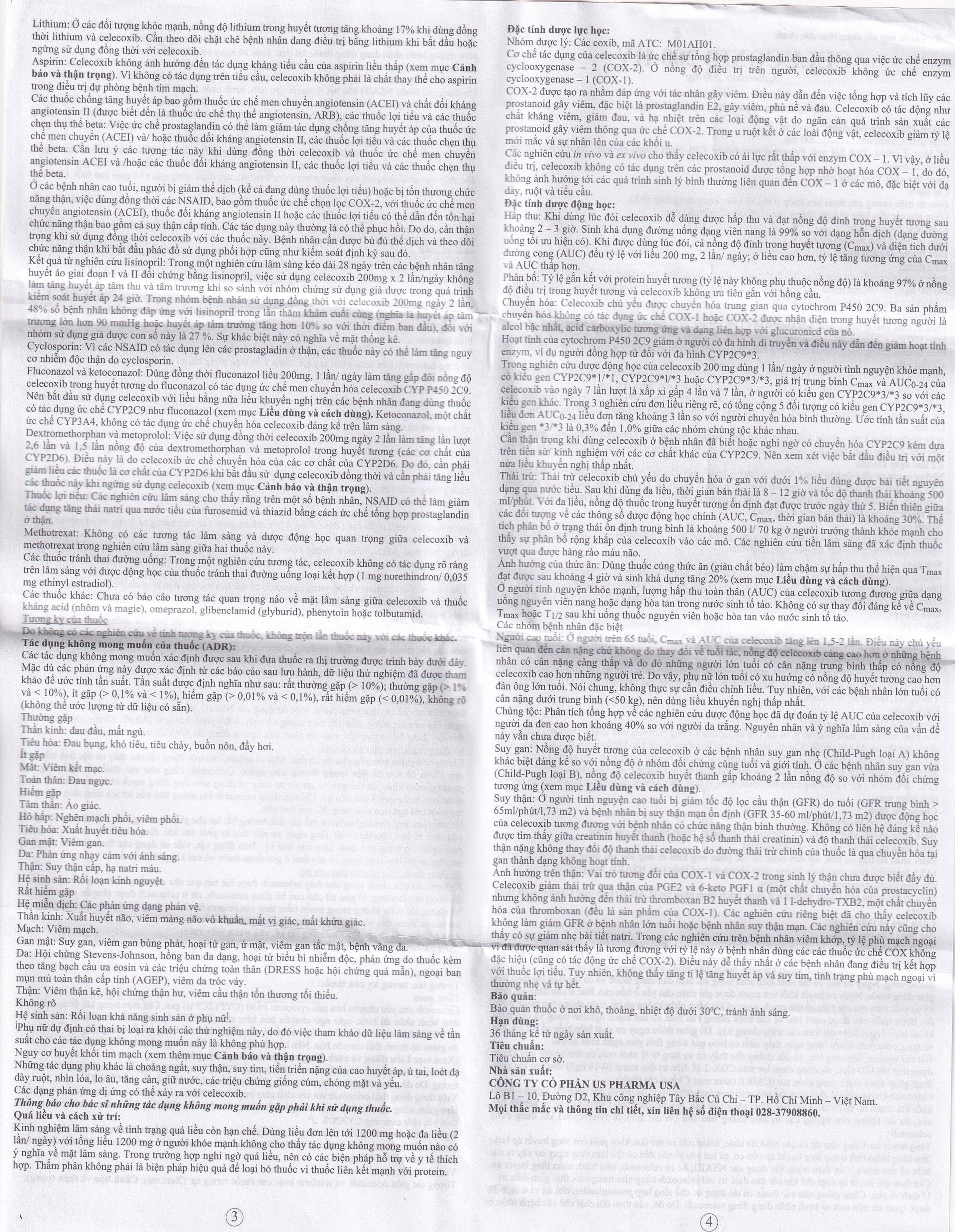 Thuốc Celecoxib 200 - HV USP điều trị thoái hóa khớp, viêm khớp dạng thấp (10 vỉ x 10 viên)