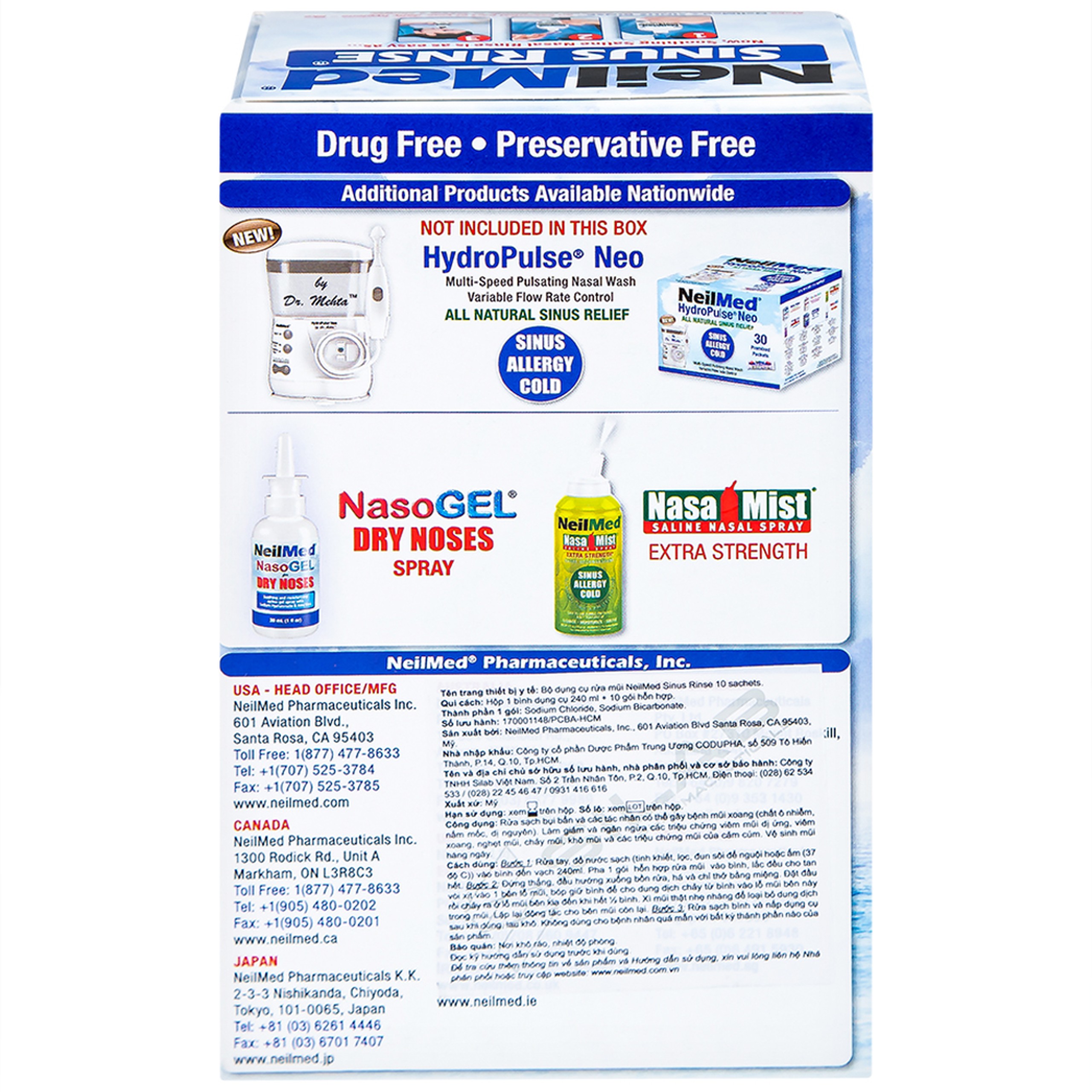 Bộ rửa mũi Neilmed Sinus Rinse (1 bình + 10 gói) làm sạch và ngăn ngừa viêm xoang, viêm mũi dị ứng