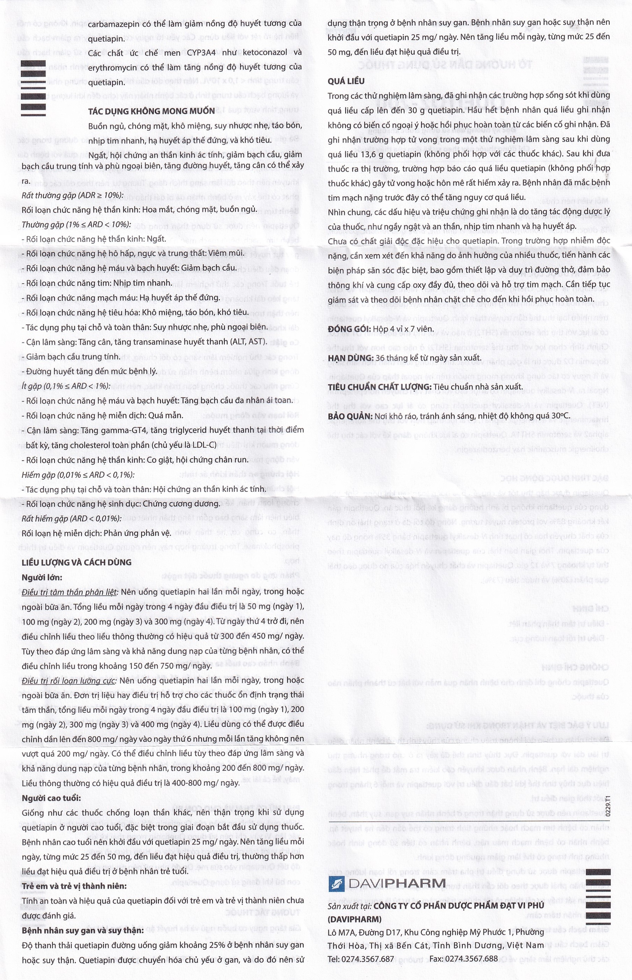 Thuốc Queitoz-200 Davipharm điều trị tâm thần phân liệt (4 vỉ x 7 viên)