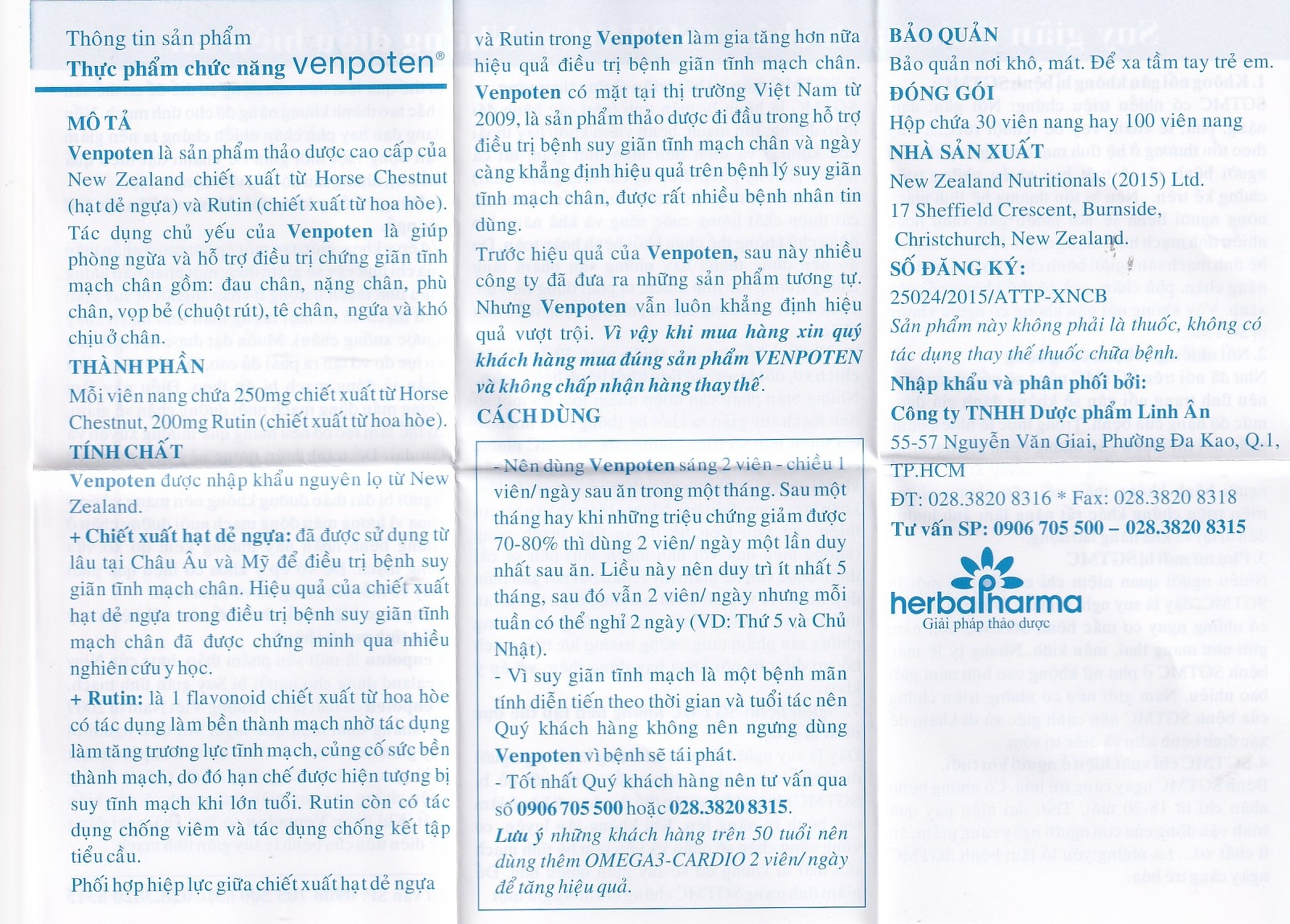 Viên uống Venpoten Pro-life hỗ trợ làm tăng trương lực tĩnh mạch (30 viên)