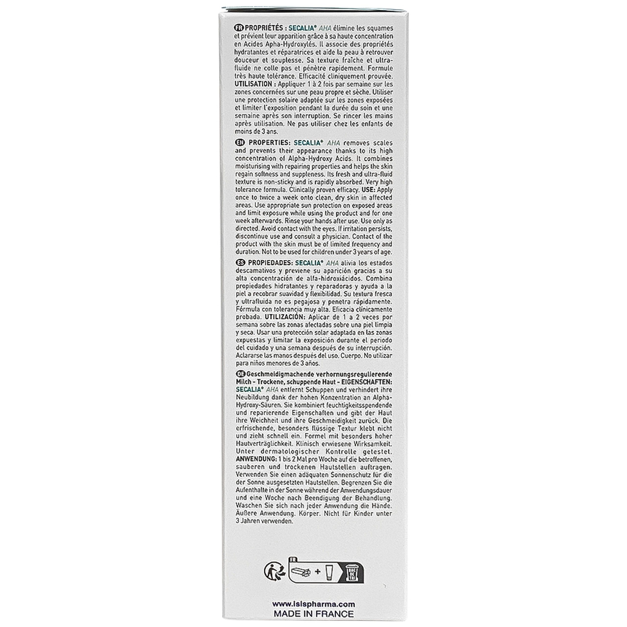 Kem Secalia AHA IsisPharma dưỡng ẩm, làm mềm, giảm khô da, giảm kích ứng (200ml)