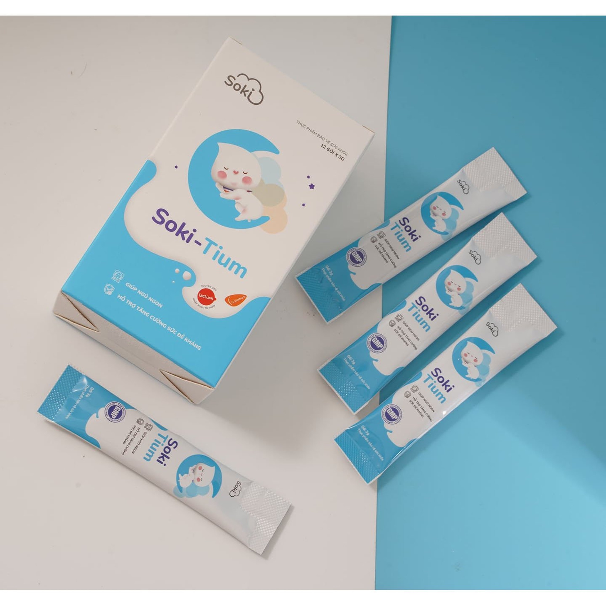 Bột hòa tan Soki-Tium giúp ngủ ngon, tăng sức đề kháng (12 gói x 3g)