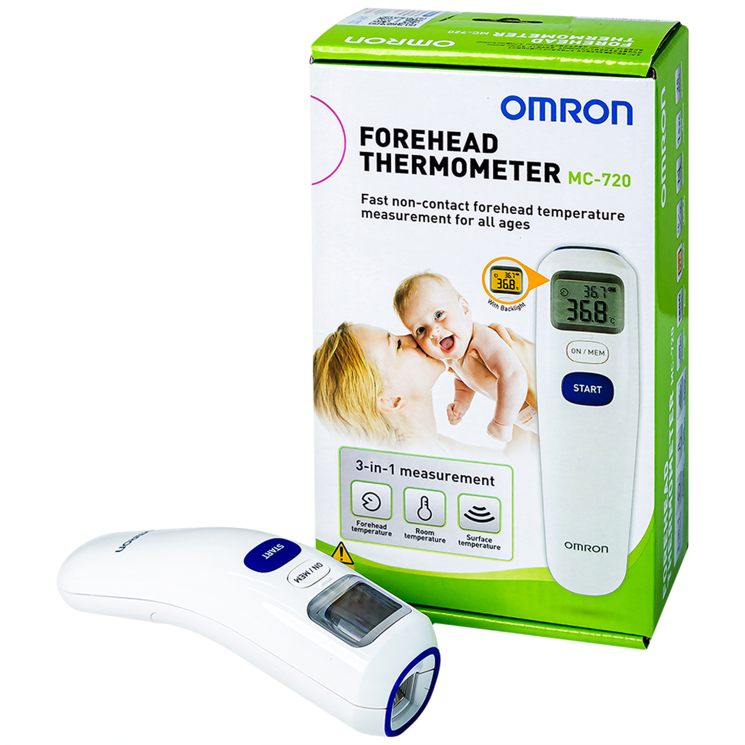 Nhiệt kế đo ở trán Omron Forehead Thermometer MC-720 cho kết quả tức thì