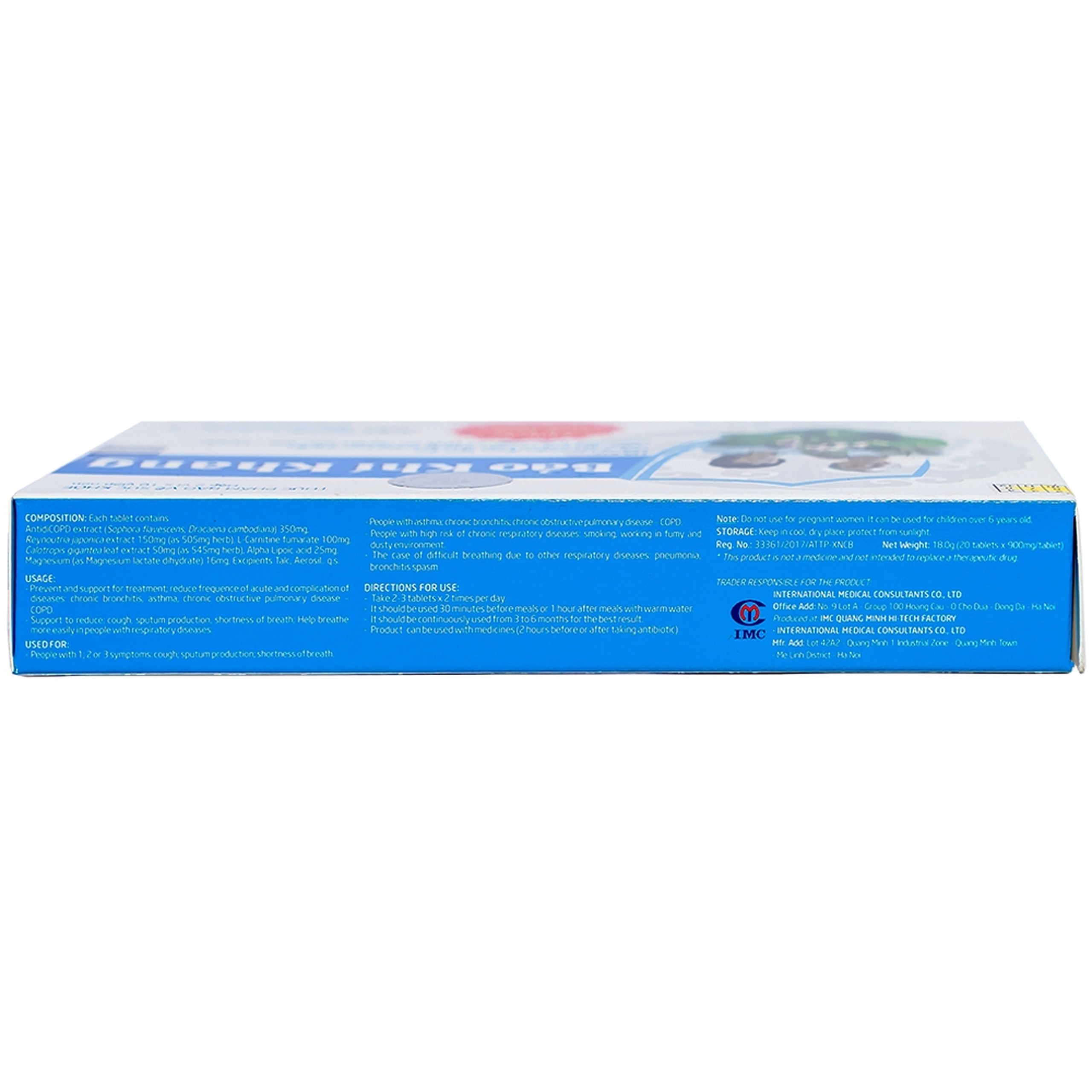 Viên hỗ trợ giảm nguy cơ viêm phế quản Bảo Khí Khang IMC (2 vỉ x 10 viên)