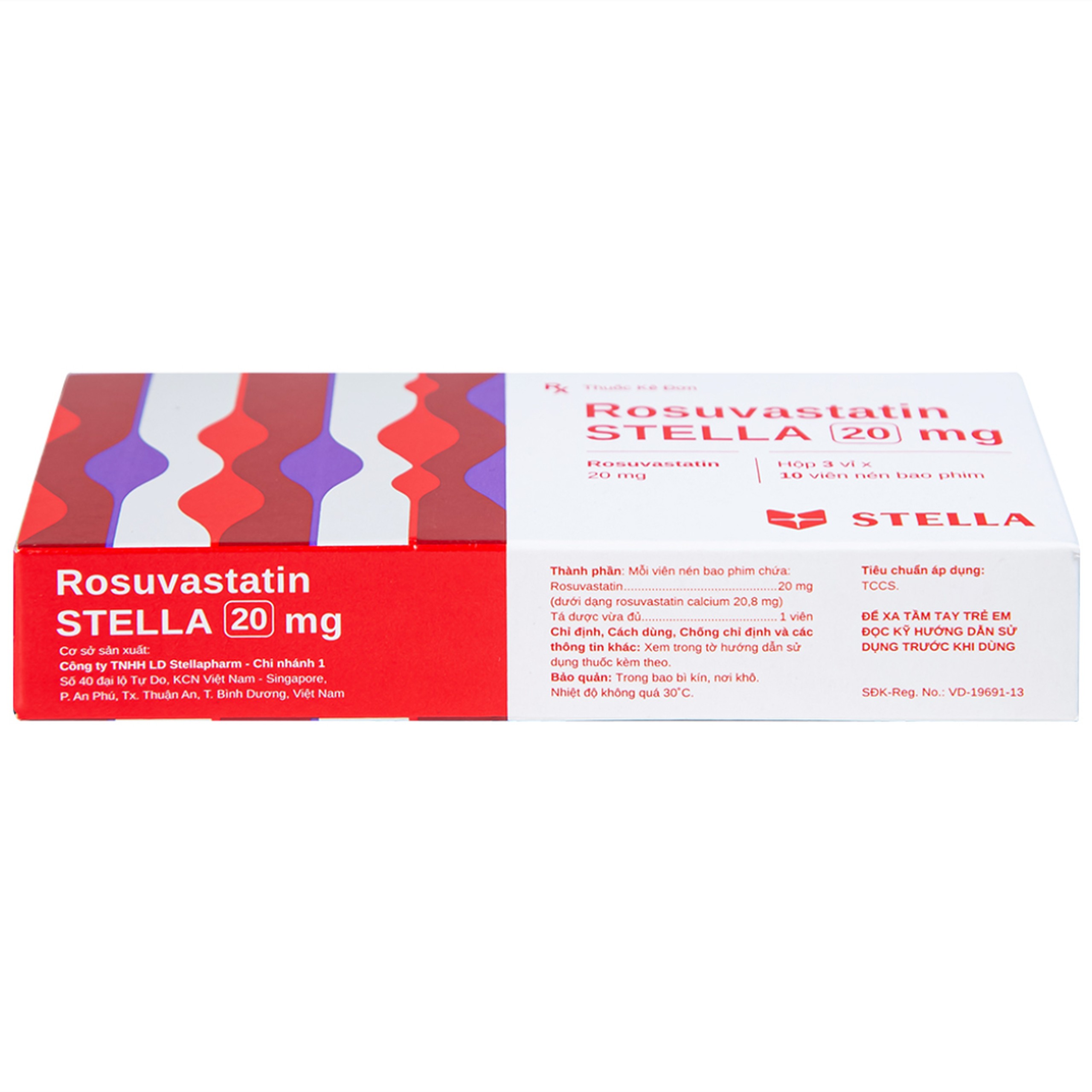Thuốc Rosuvastatin Stella 20mg điều trị tăng cholesterol máu (3 vỉ x 10 viên)