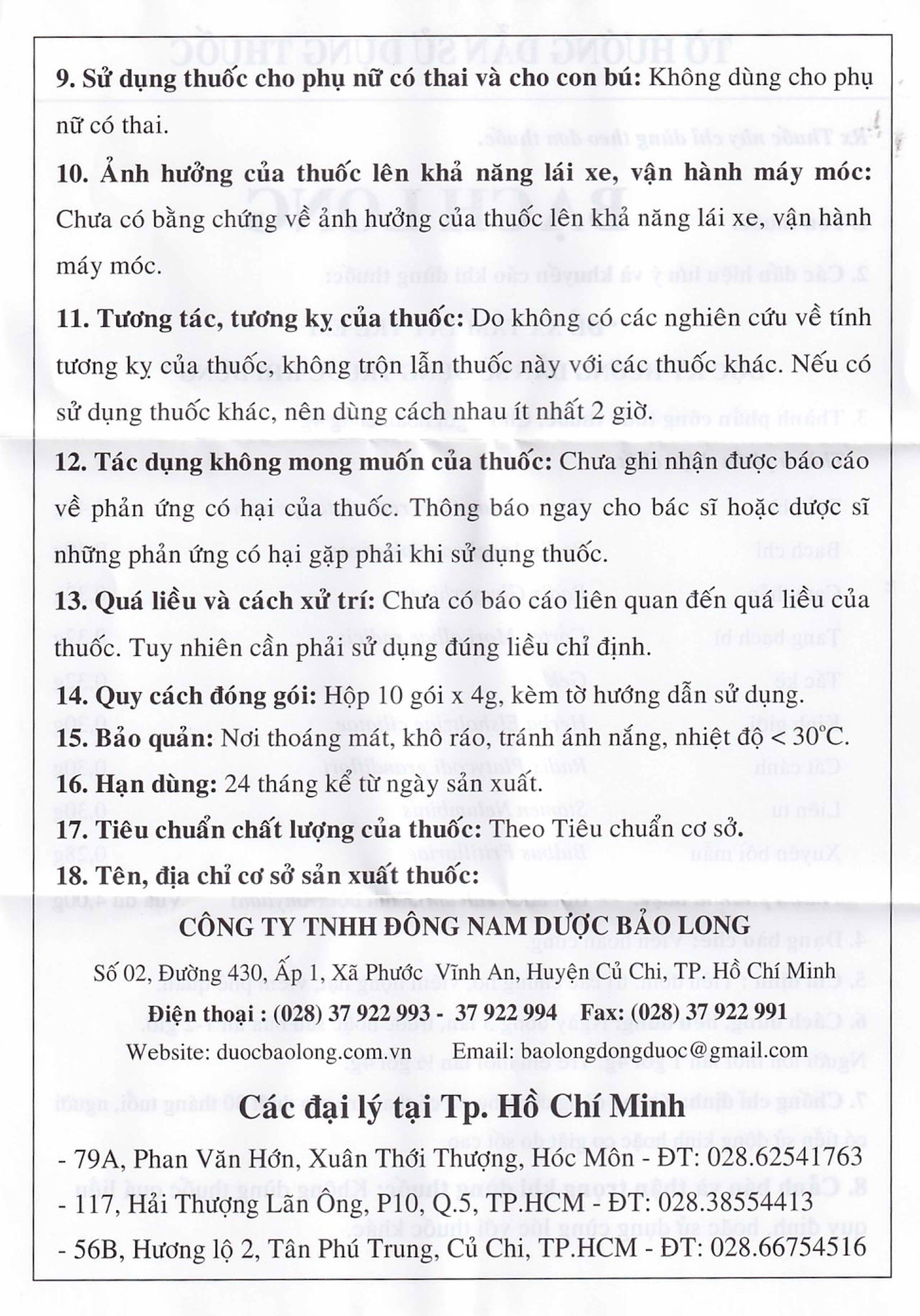 Thuốc Bạch Long Bổ Phổi Trừ Ho tiêu đờm, trị các chứng ho, viêm họng hạt, viêm phế quản (10 gói)