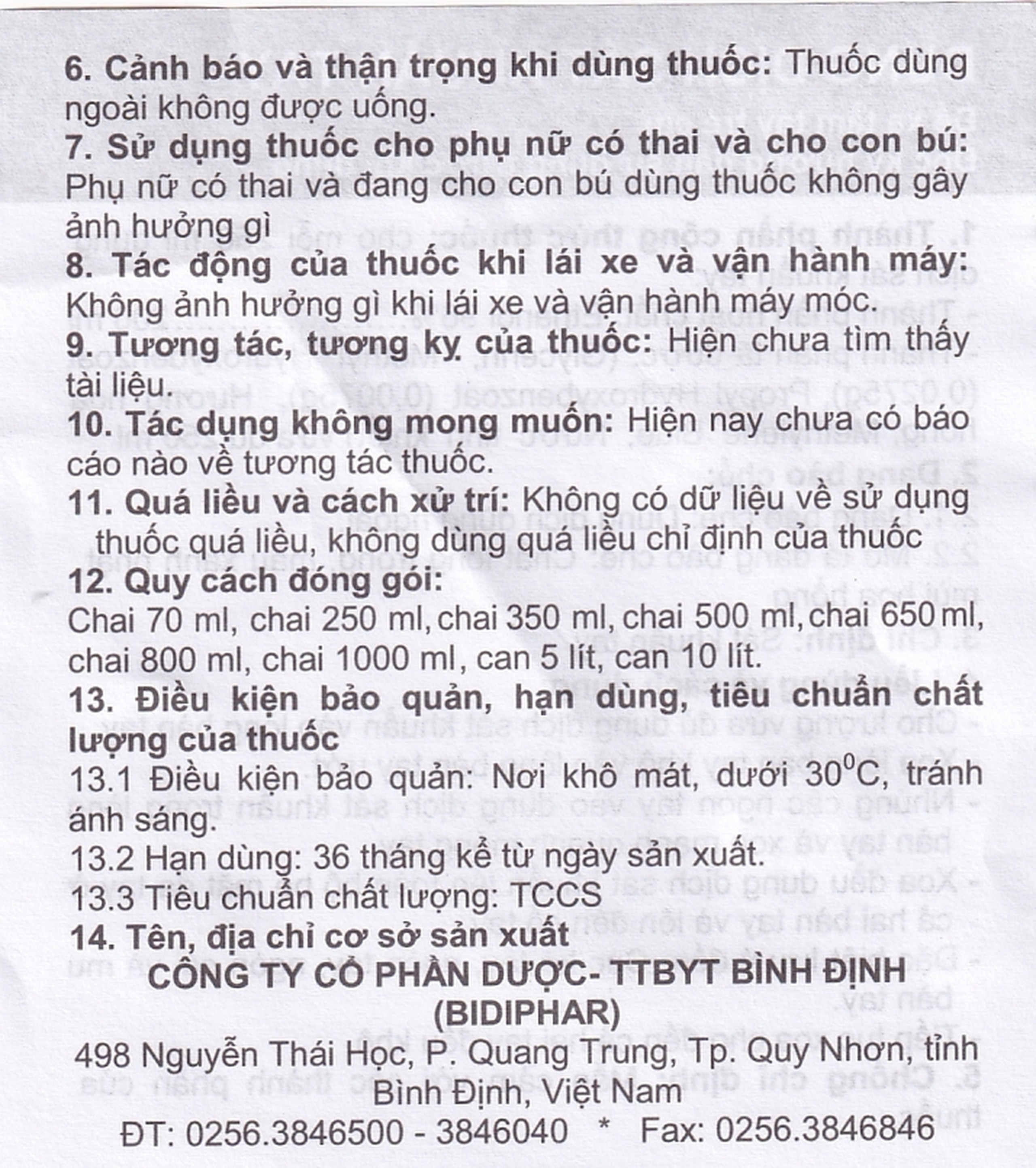 Dung dịch sát khuẩn tay Bidiphar (250ml)