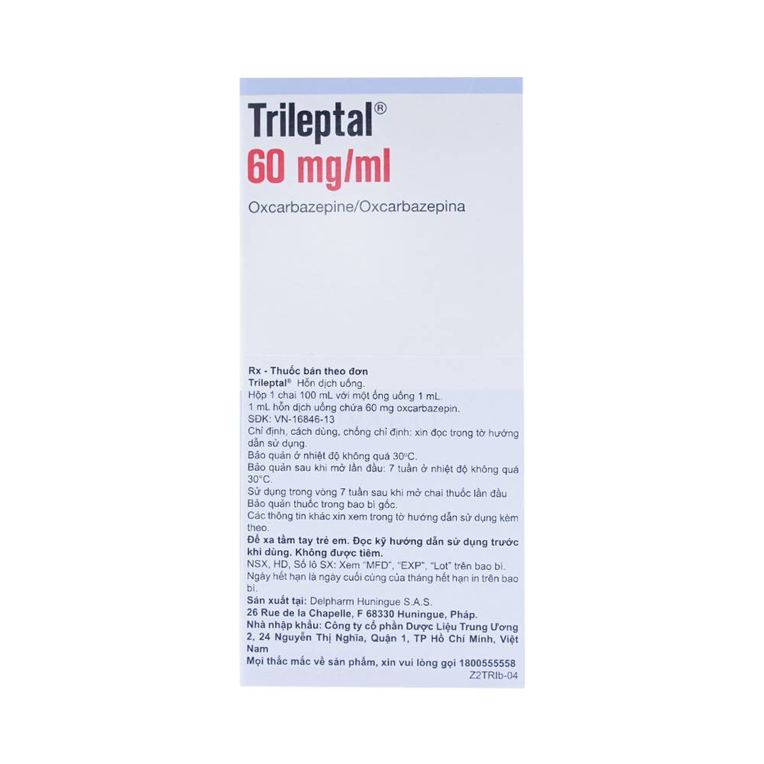 Thuốc Trileptal 60mg/ml Novartis điều trị các cơn động kinh (100ml)