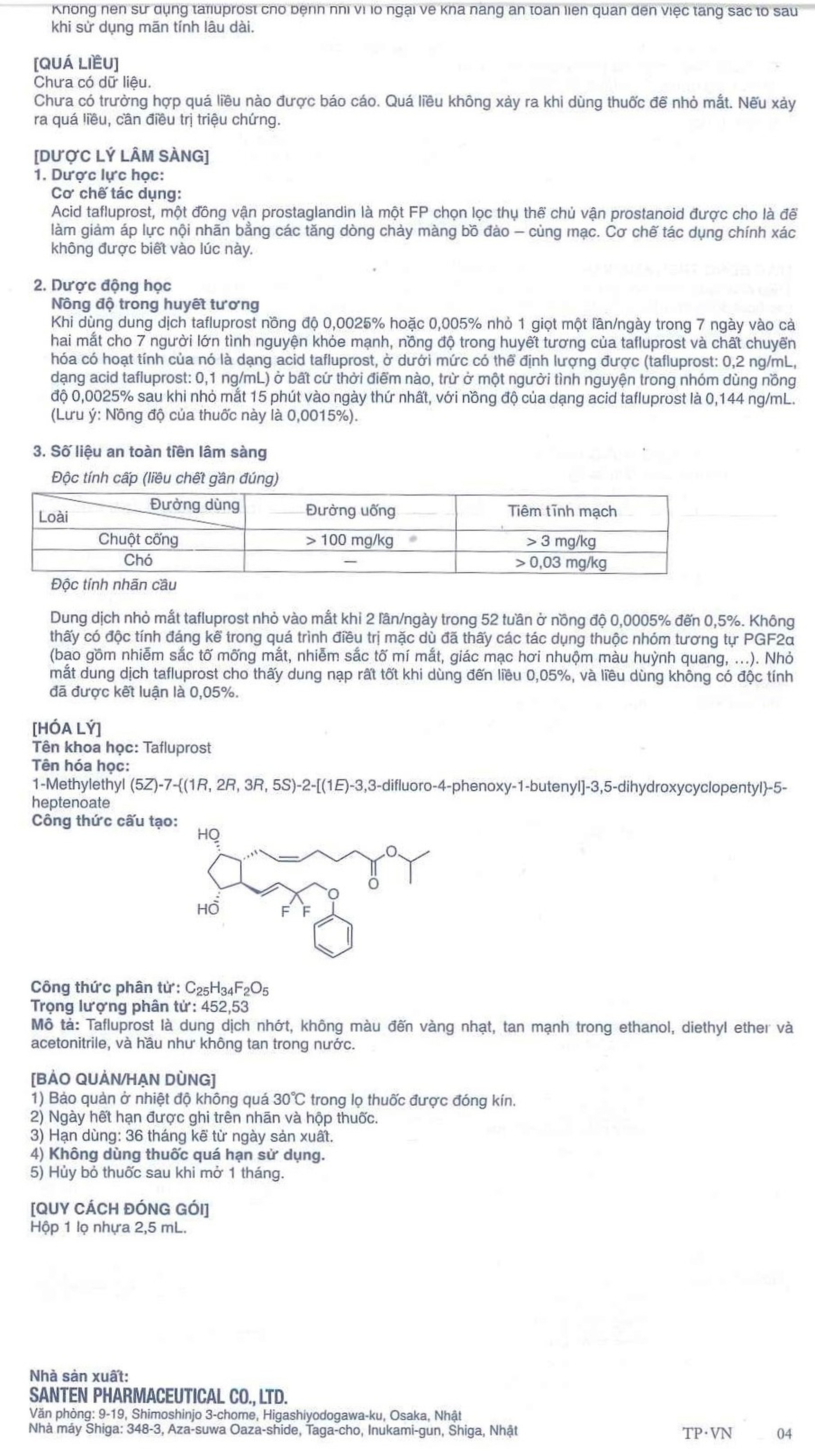 Thuốc nhỏ mắt Taflotan Santen làm giảm áp lực nội nhãn cao (2,5ml)