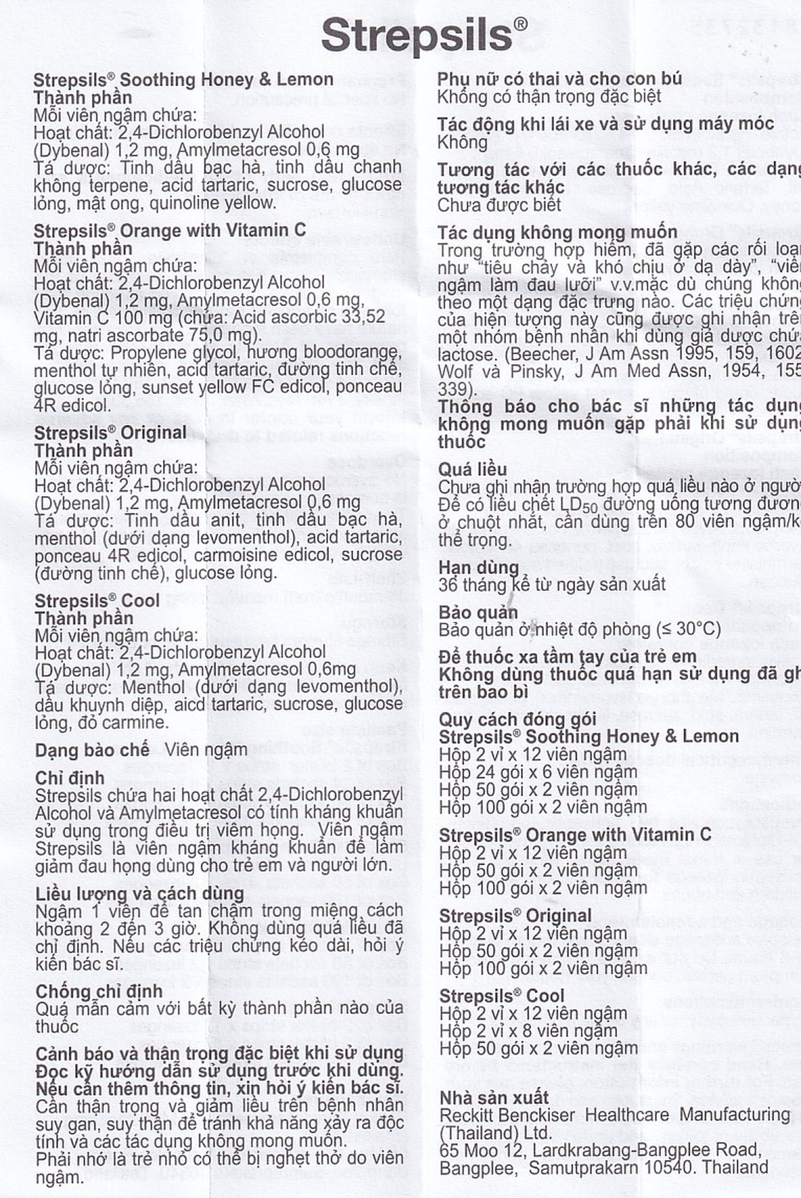 Viên ngậm Strepsils Orange with Vitamin C Reckitt Benckiser điều trị đau họng (50 gói x 2 viên)