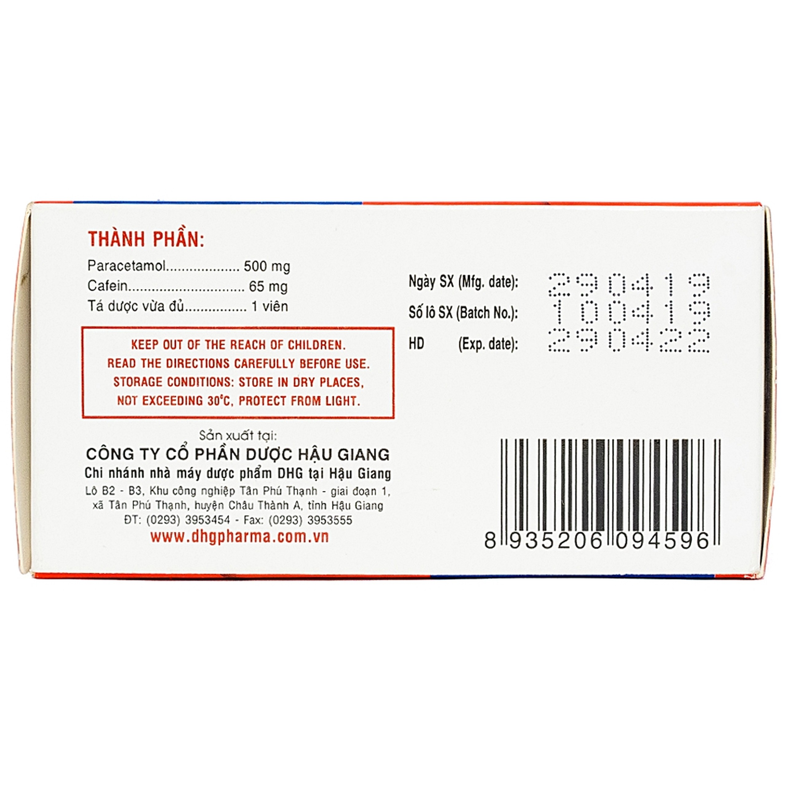 Thuốc Hapacol Extra DHG giảm đau đầu, đau nửa đầu (10 vỉ x 10 viên)