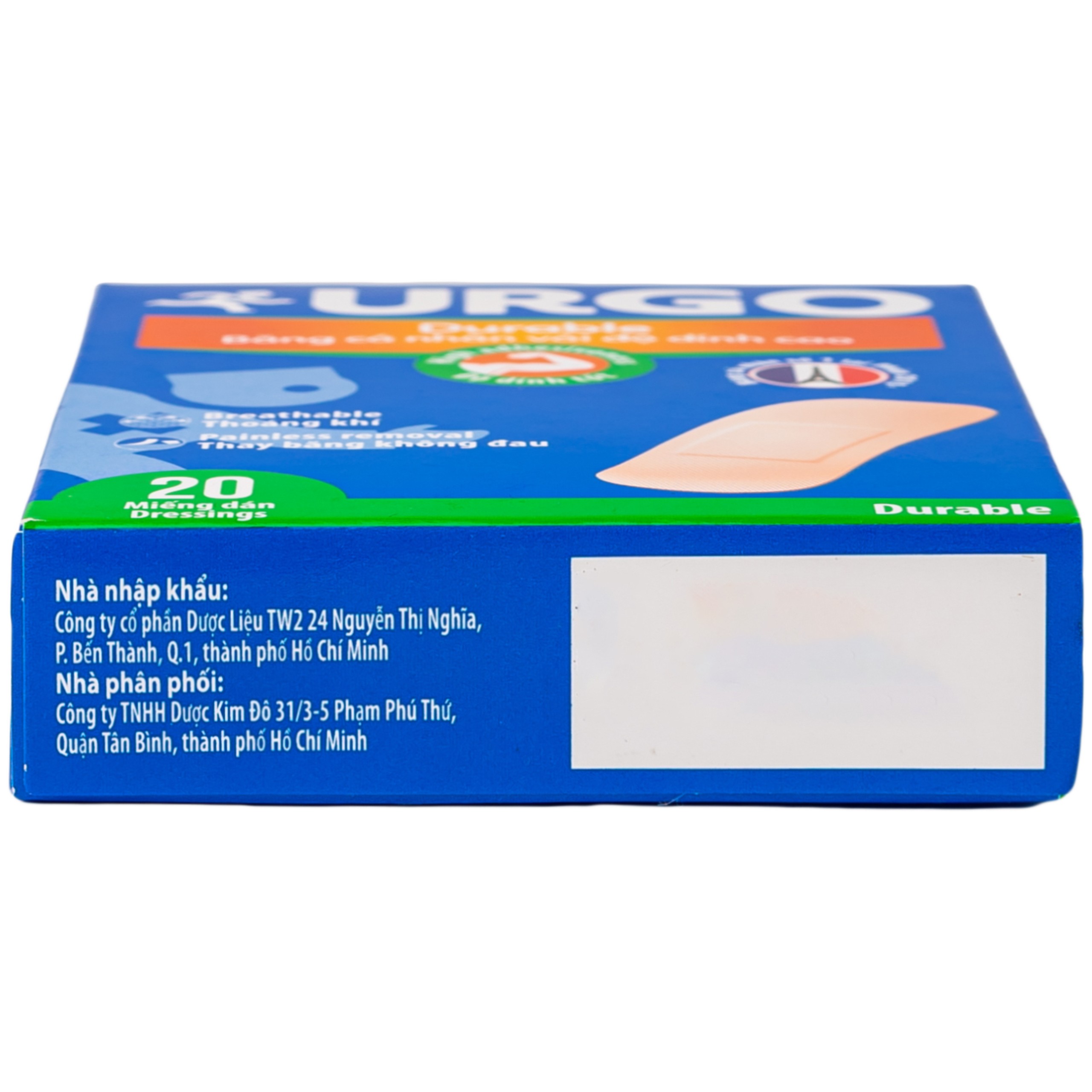 Băng cá nhân vải Urgo Durable 2x6cm (20 miếng)