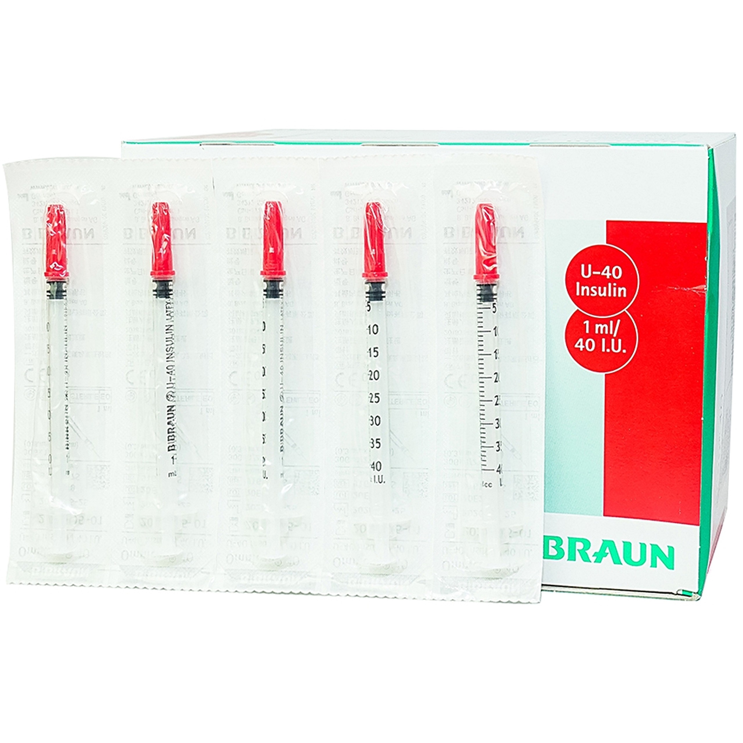 Bơm tiêm tiểu đường Omnican 1ml/40iu Braun màu đỏ (100 cái)