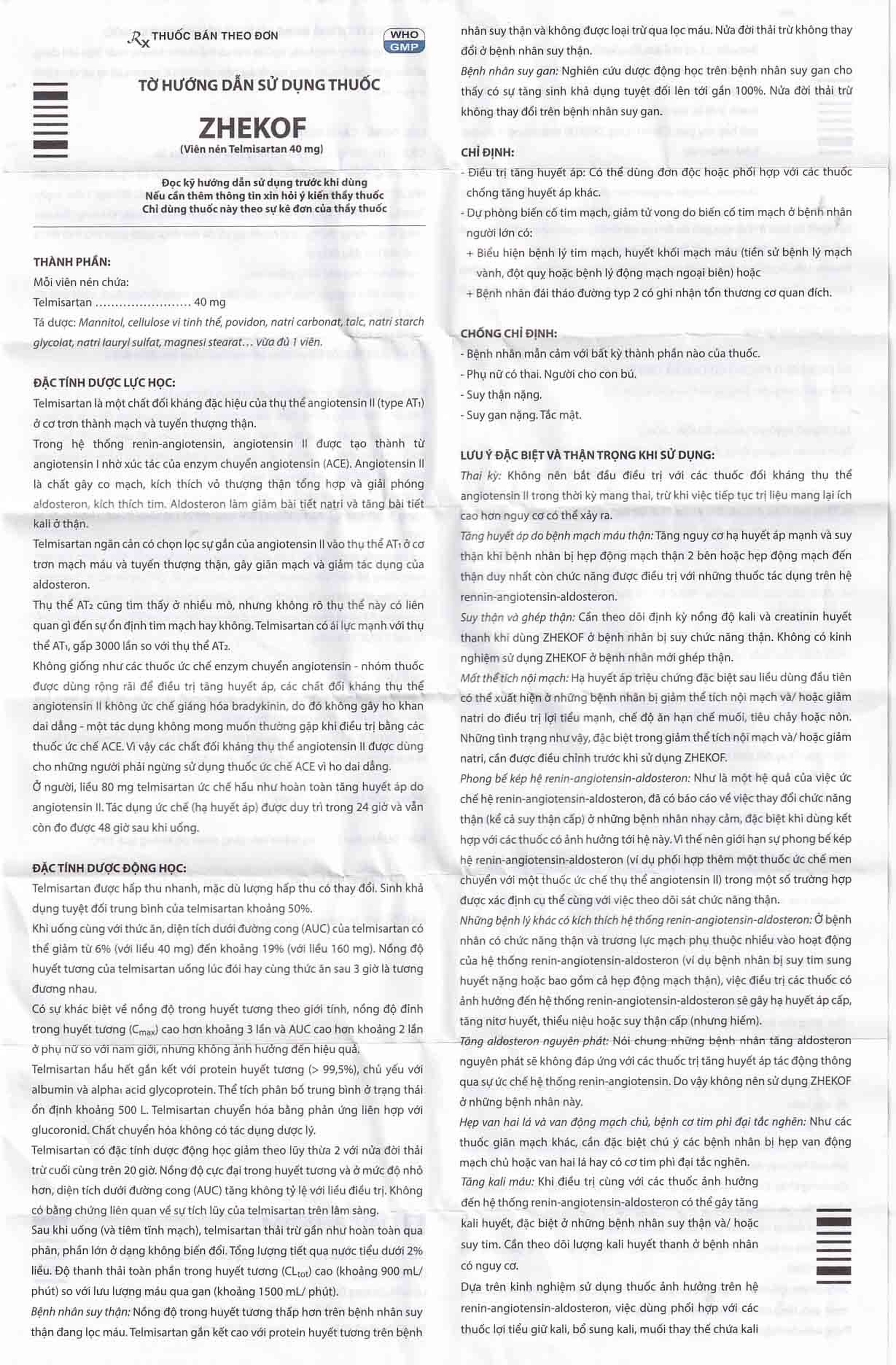 Thuốc Zhekof 40mg DaviPharm điều trị tăng huyết áp, dự phòng biến cố tim mạch (3 vỉ x 10 viên)