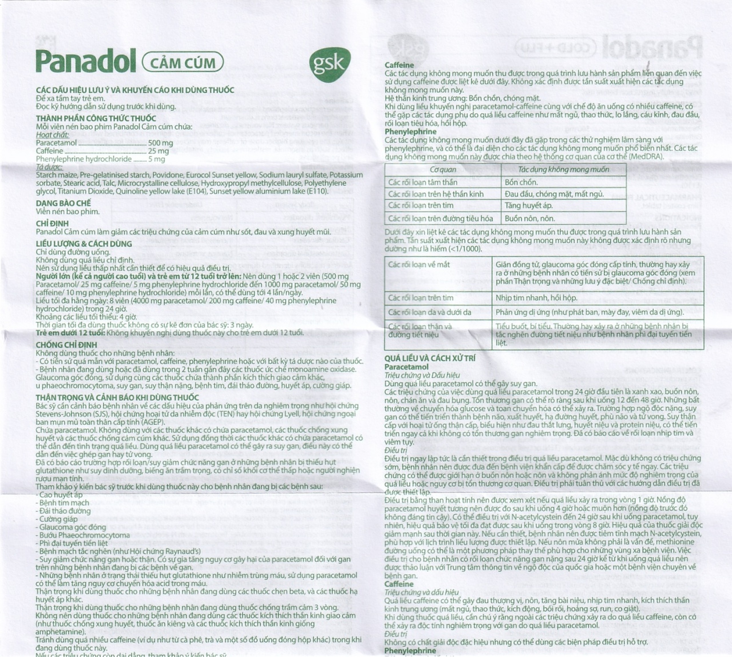 Viên nén Panadol Cảm Cúm GSK giảm các triệu chứng cảm cúm, sốt, đau và xung huyết mũi (15 vỉ x 12 viên) 
