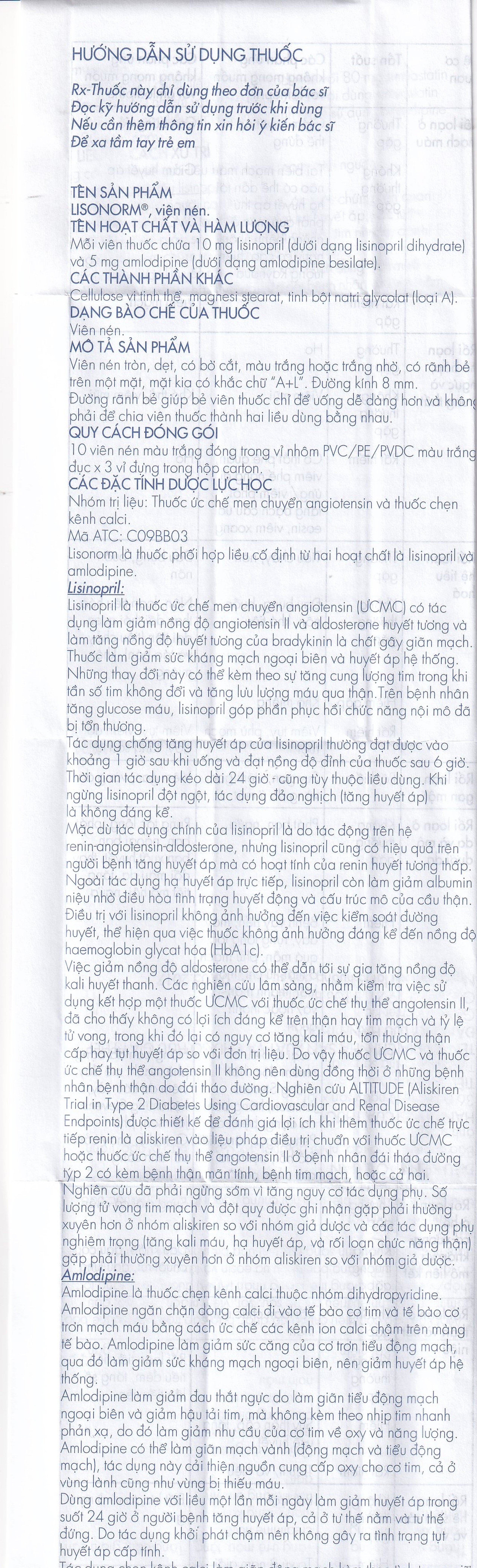 Viên nén Lisonorm Gedeon điều trị tăng huyết áp vô căn (3 vỉ x 10 viên)
