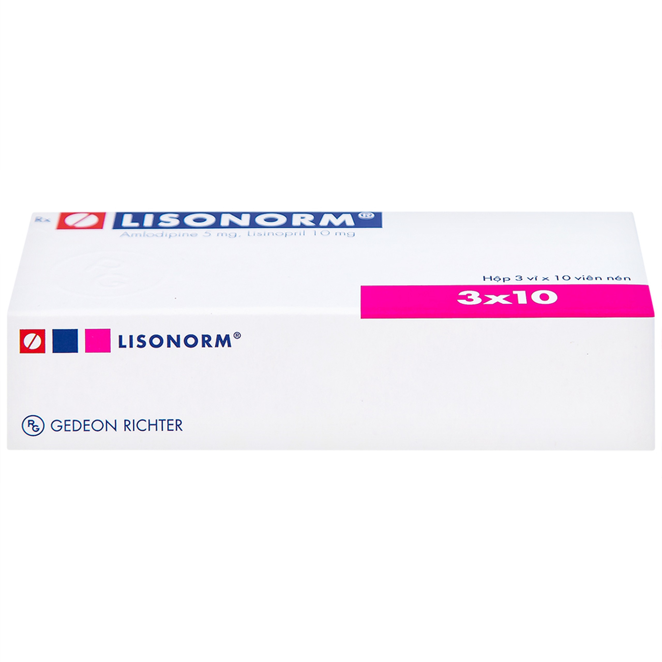 Viên nén Lisonorm Gedeon điều trị tăng huyết áp vô căn (3 vỉ x 10 viên)