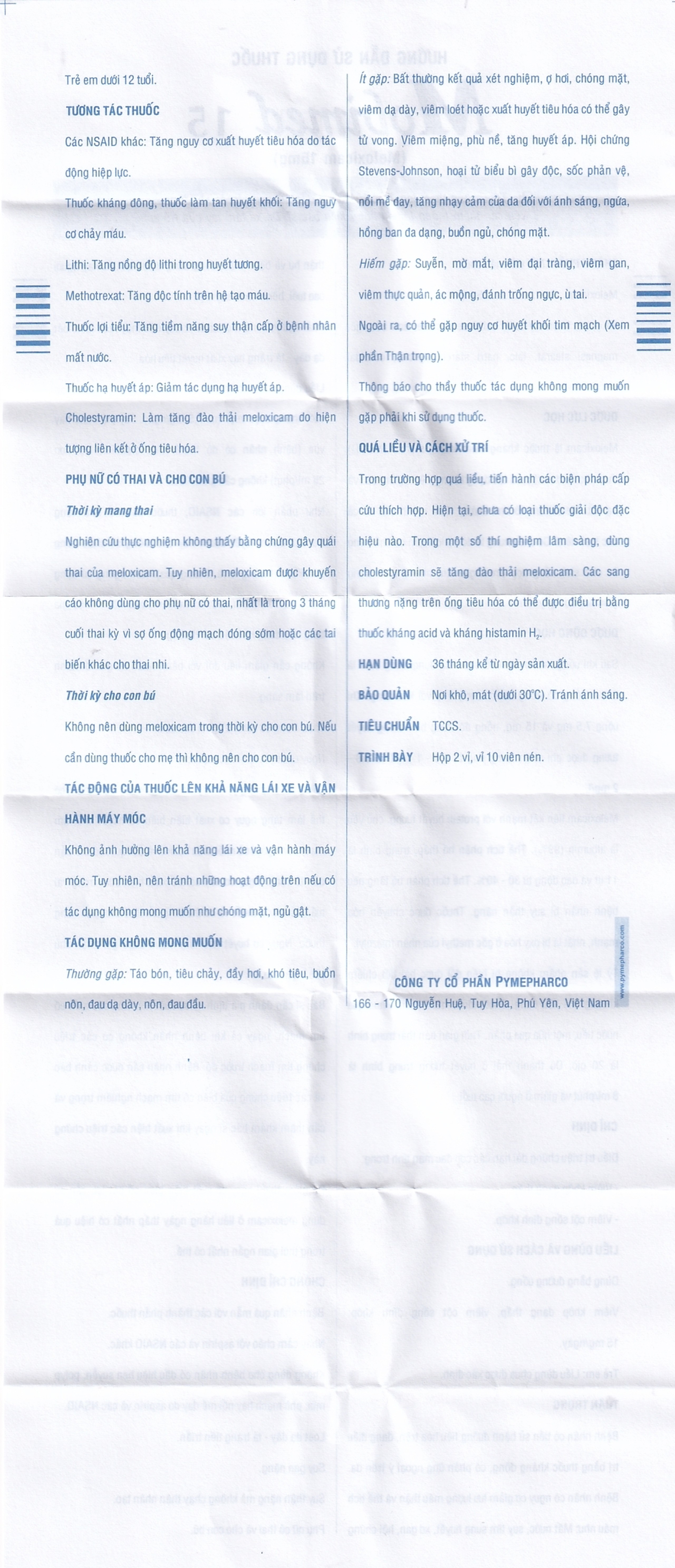 Thuốc Mobimed 15mg Pymepharco điều trị viêm khớp dạng thấp, viêm cột sống (2 vỉ x 10 viên)