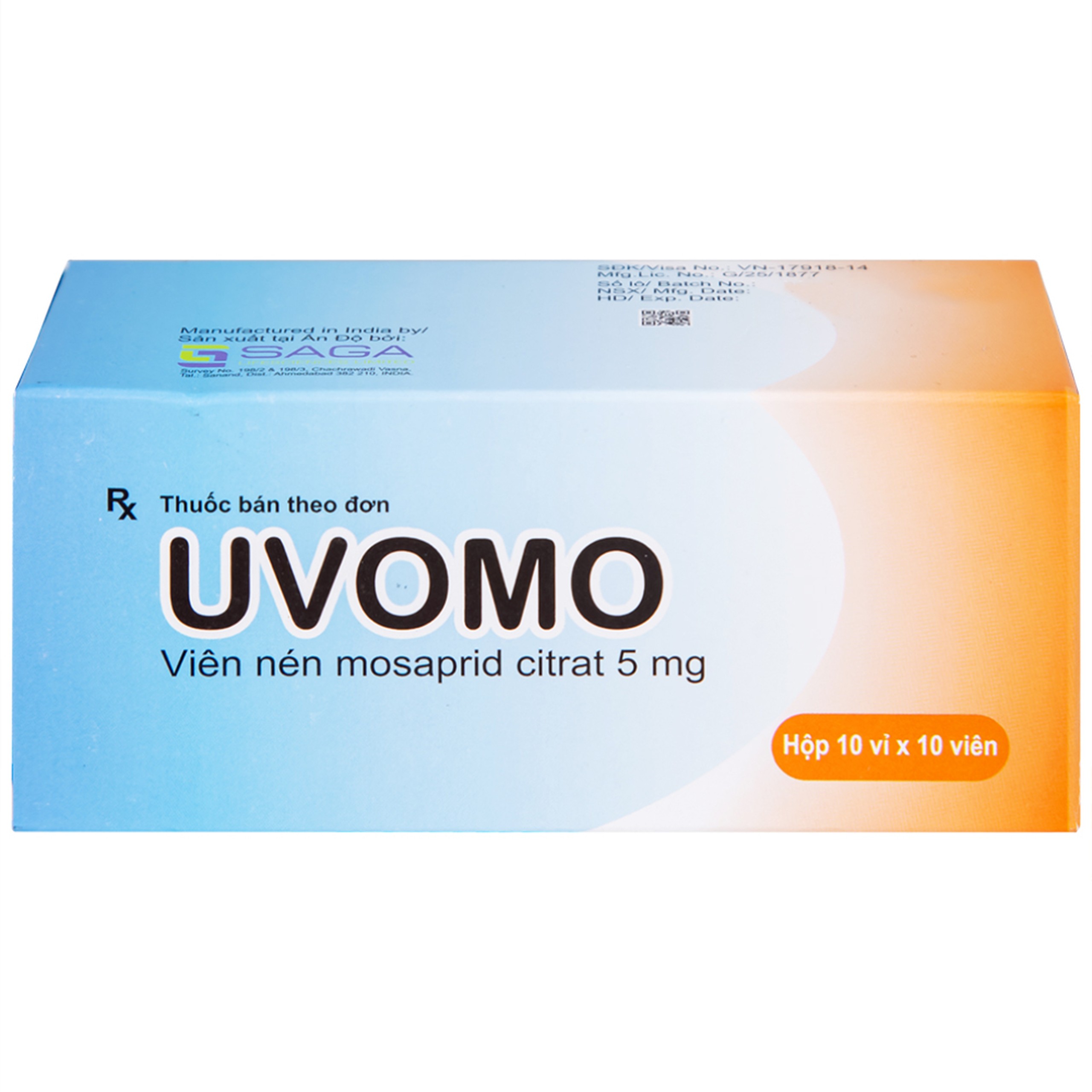 Thuốc Uvomo Saga điều trị rối loạn tiêu hóa (10 vỉ x 10 viên)