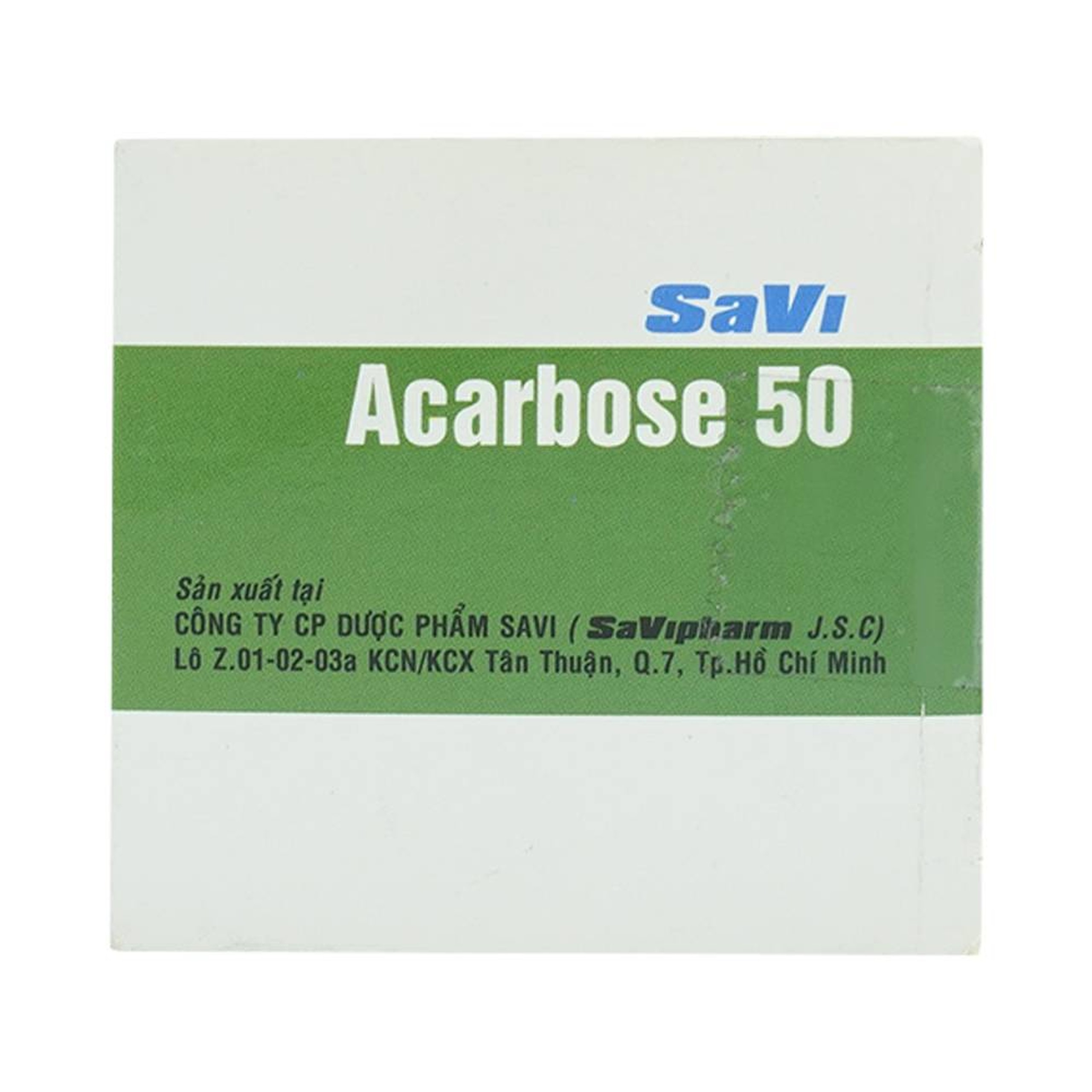 Thuốc Acarbose 50 SaVi điều trị đái tháo đường (10 vỉ x 10 viên)