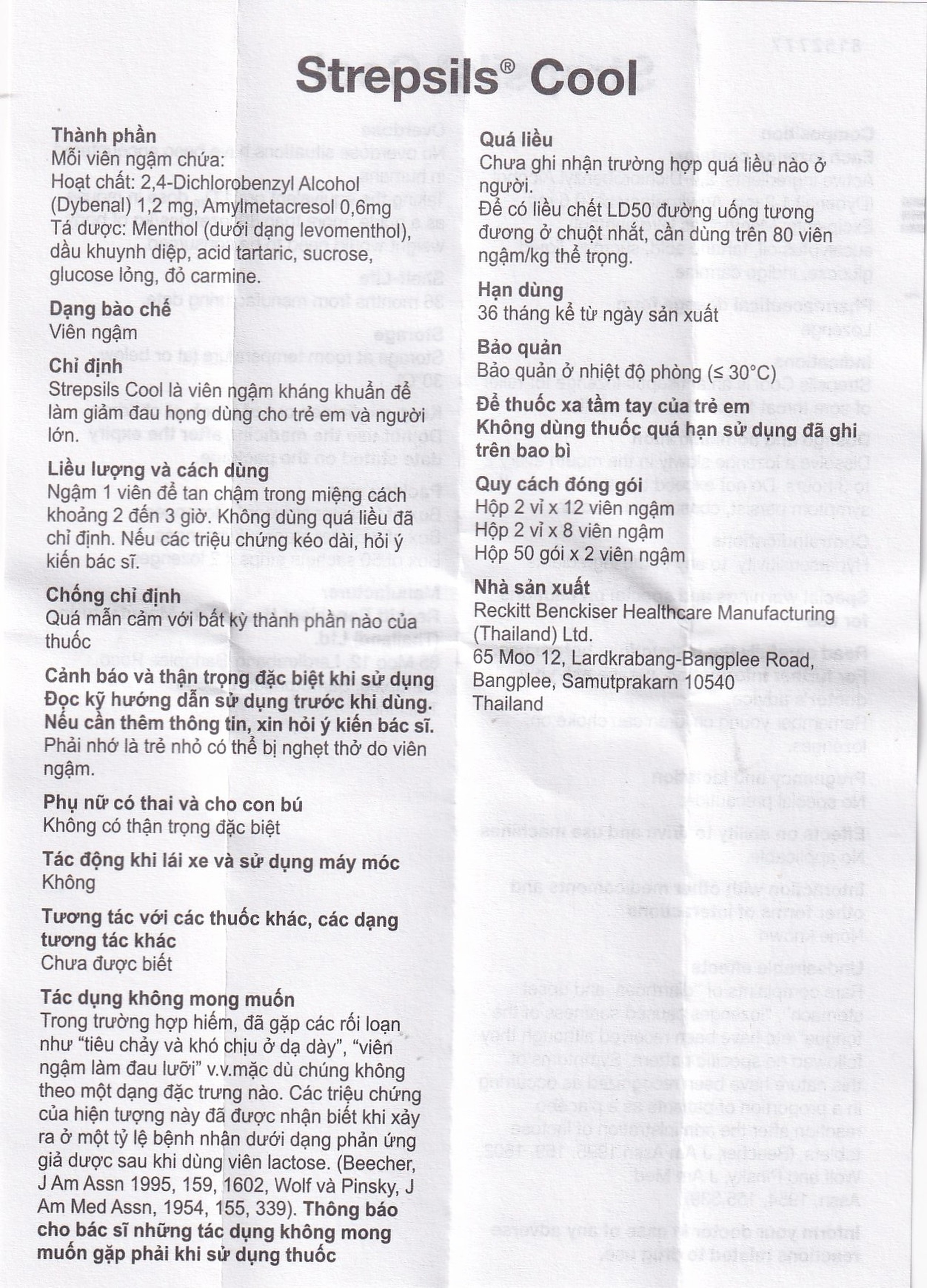 Viên ngậm Strepsils Cool Reckitt Benckiser giảm đau họng (50 gói x 2 viên)