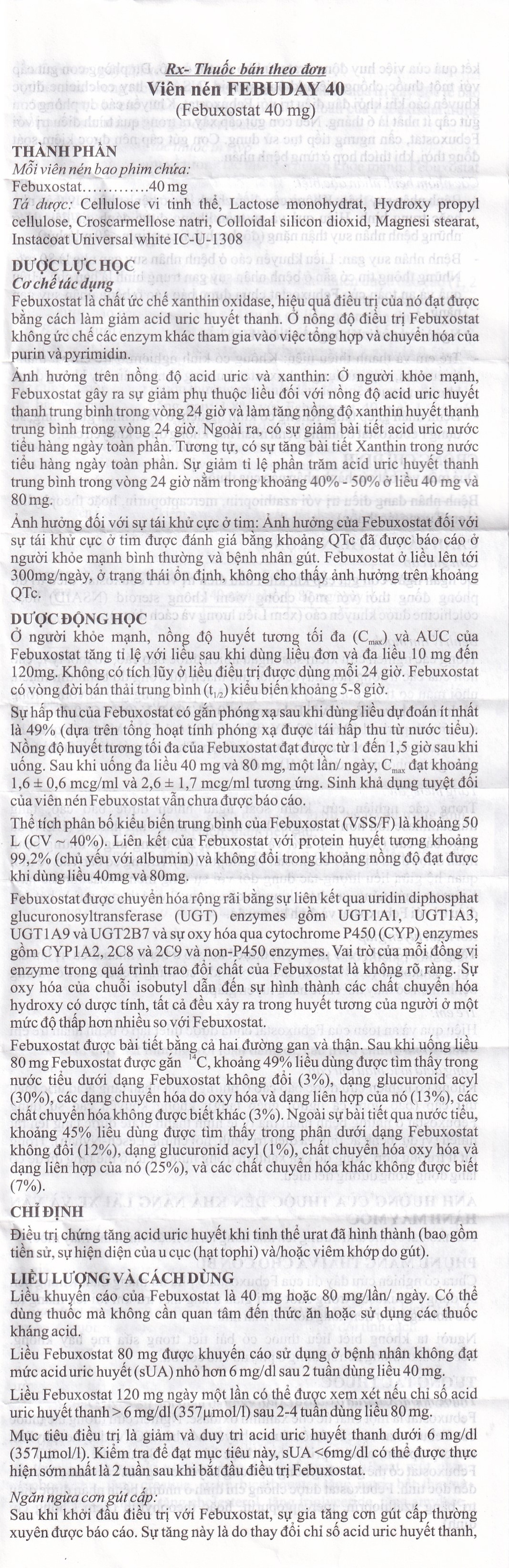 Thuốc Febuday 40 MSN điều trị tăng acid uric huyết (3 vỉ x 10 viên)