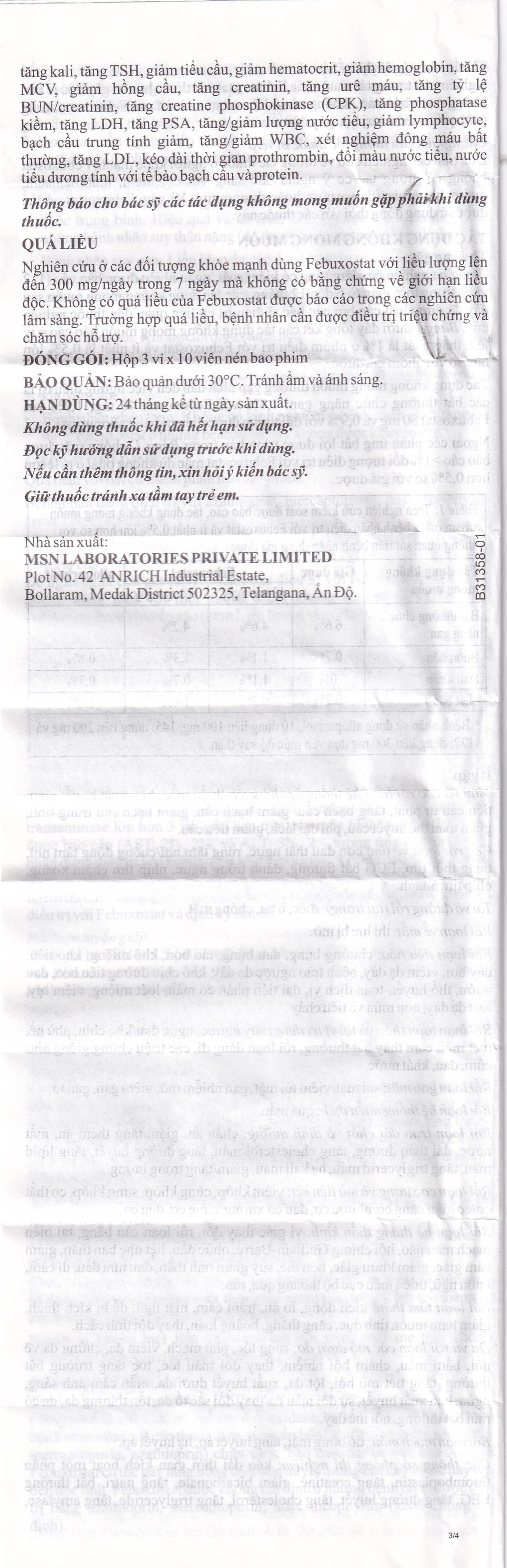 Thuốc Febuday 40 MSN điều trị tăng acid uric huyết (3 vỉ x 10 viên)