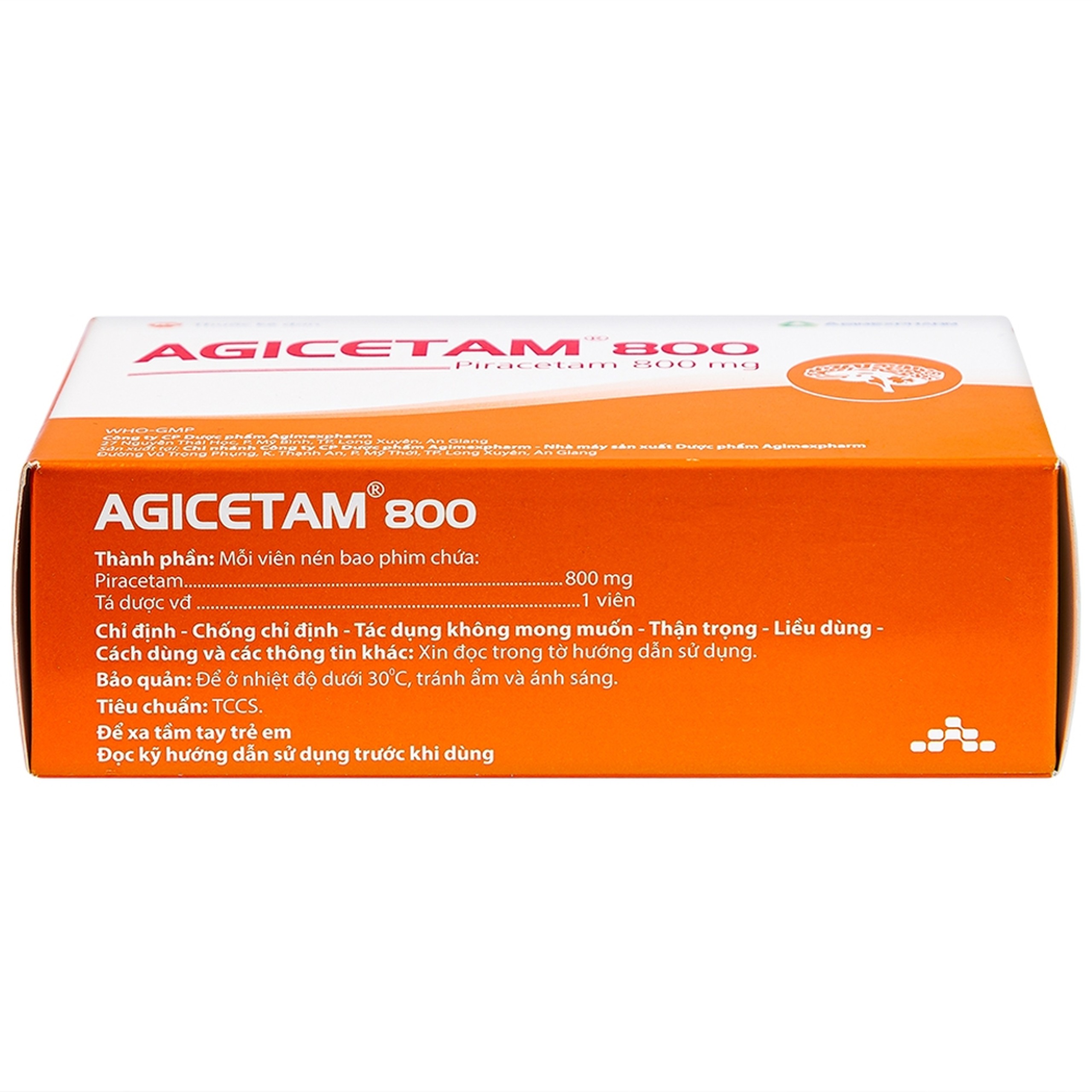 Thuốc Agicetam 800 Agimexpharm điều trị triệu chứng chóng mặt (10 vỉ x 10 viên)