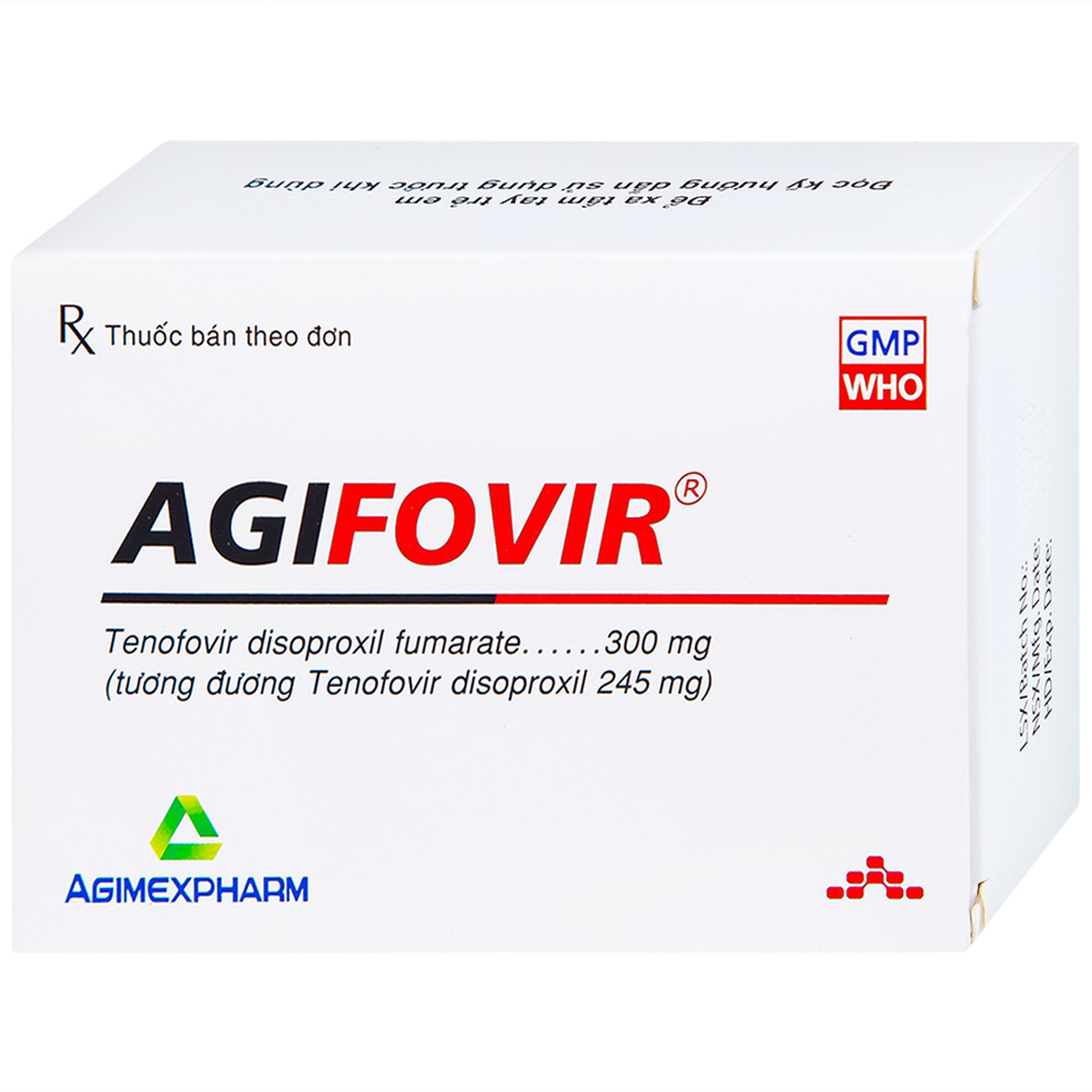 Thuốc Agifovir 300mg Agimexpharm hỗ trợ điều trị HIV-1, viêm gan B mạn tính (3 vỉ x 10 viên)