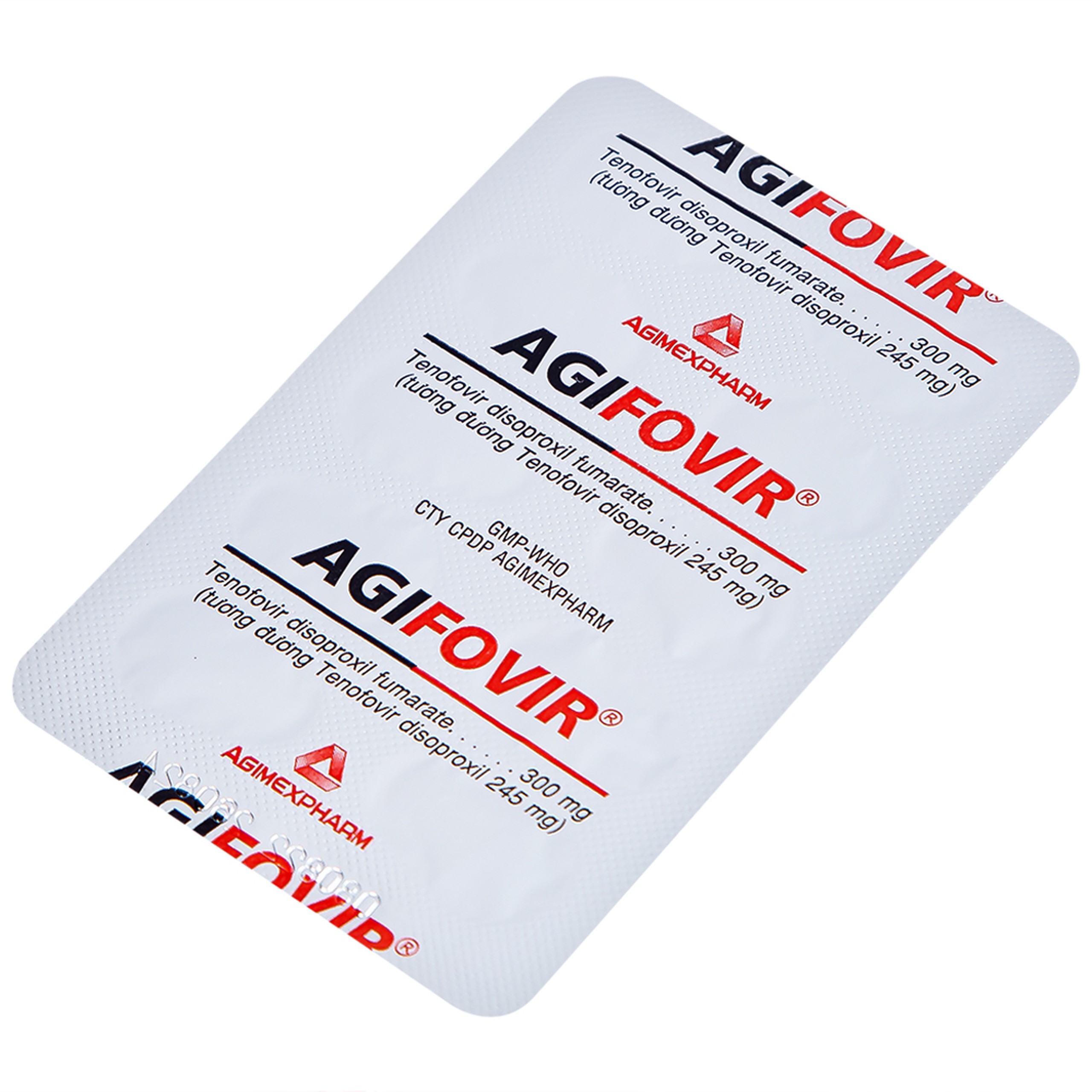Thuốc Agifovir 300mg Agimexpharm hỗ trợ điều trị HIV-1, viêm gan B mạn tính (3 vỉ x 10 viên)