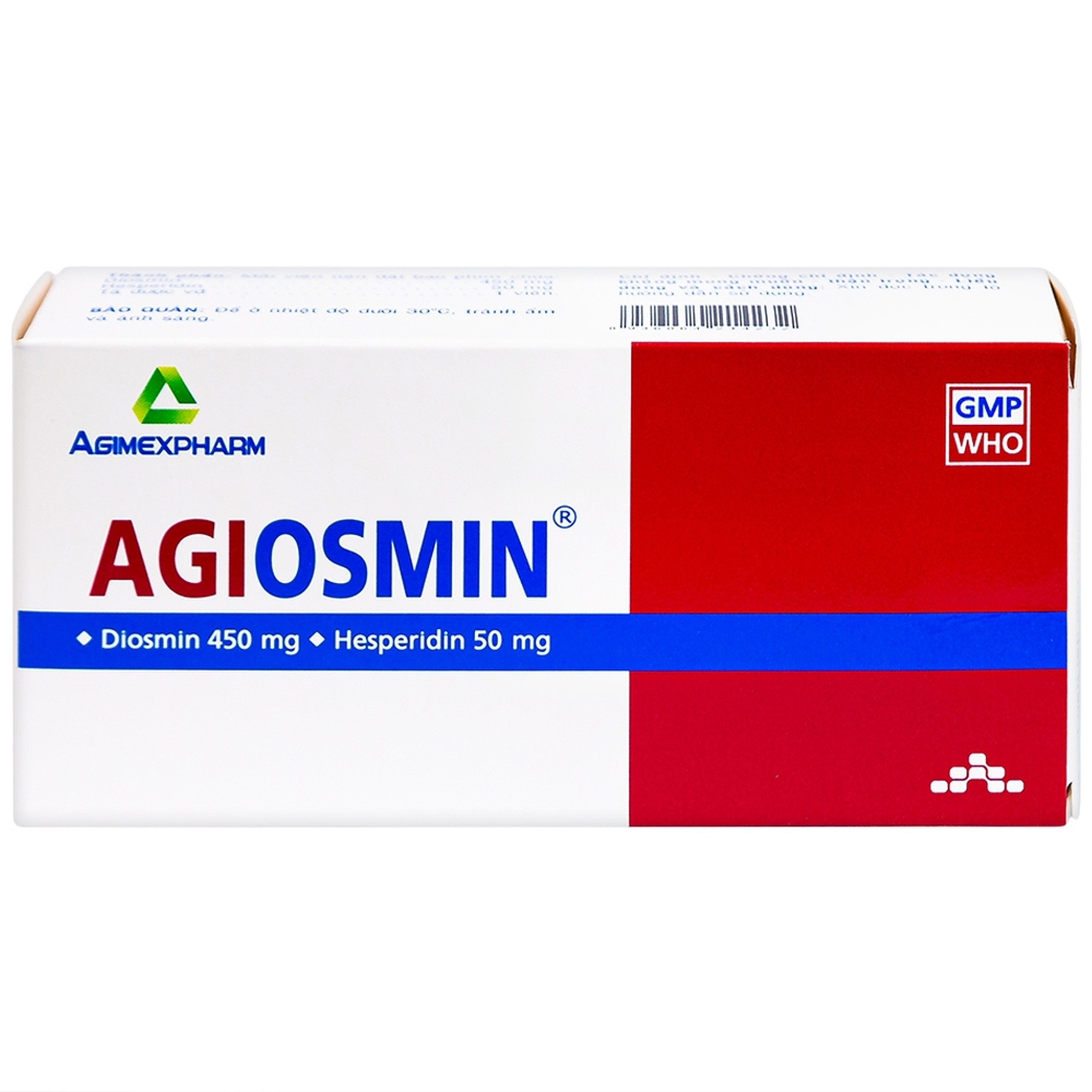 Thuốc Agiosmin Agimexpharm điều trị suy tĩnh mạch mạn tính (4 vỉ x 15 viên)