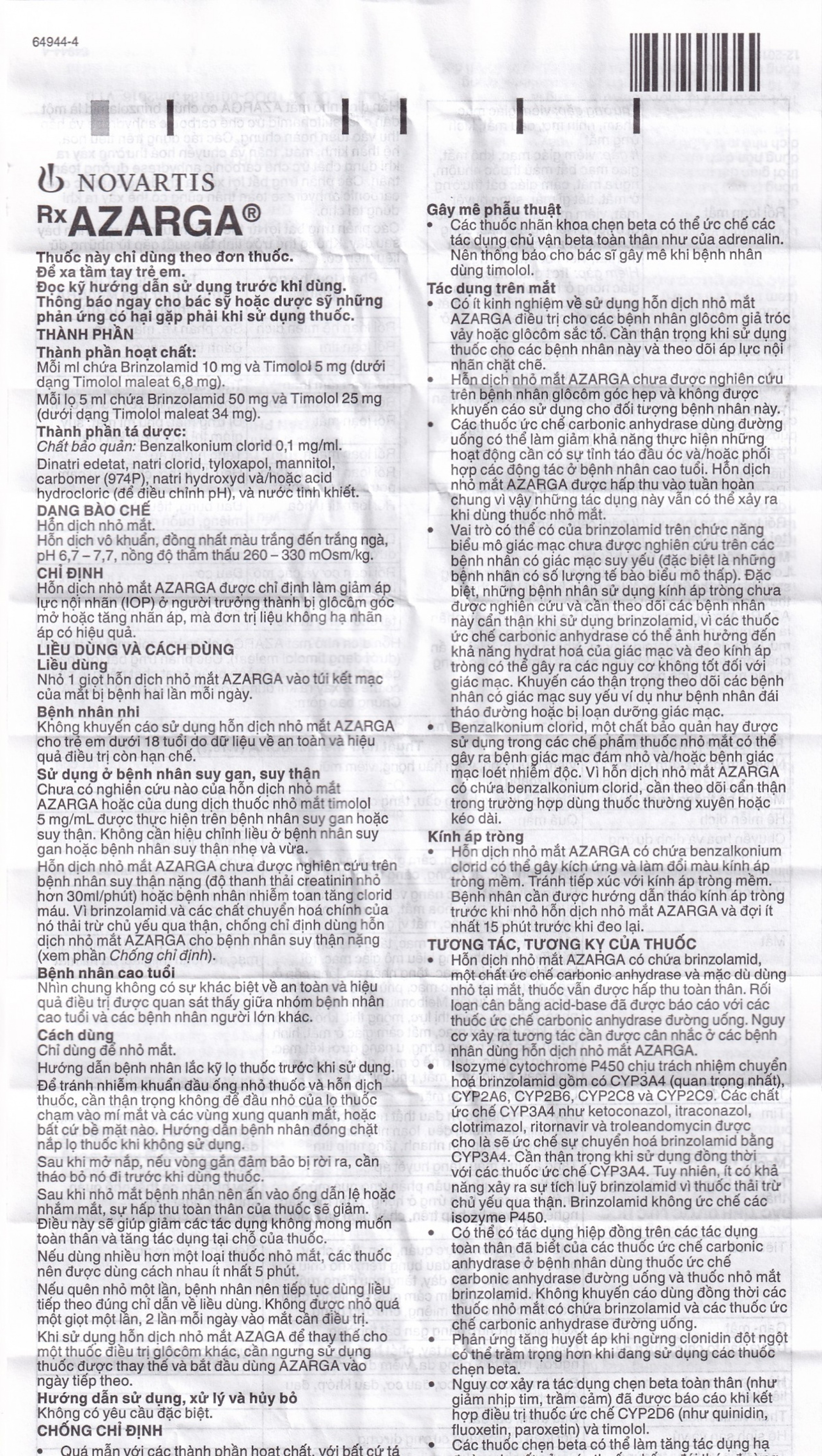 Thuốc nhỏ mắt Azarga Alcon giảm áp lực nội nhãn (5ml)