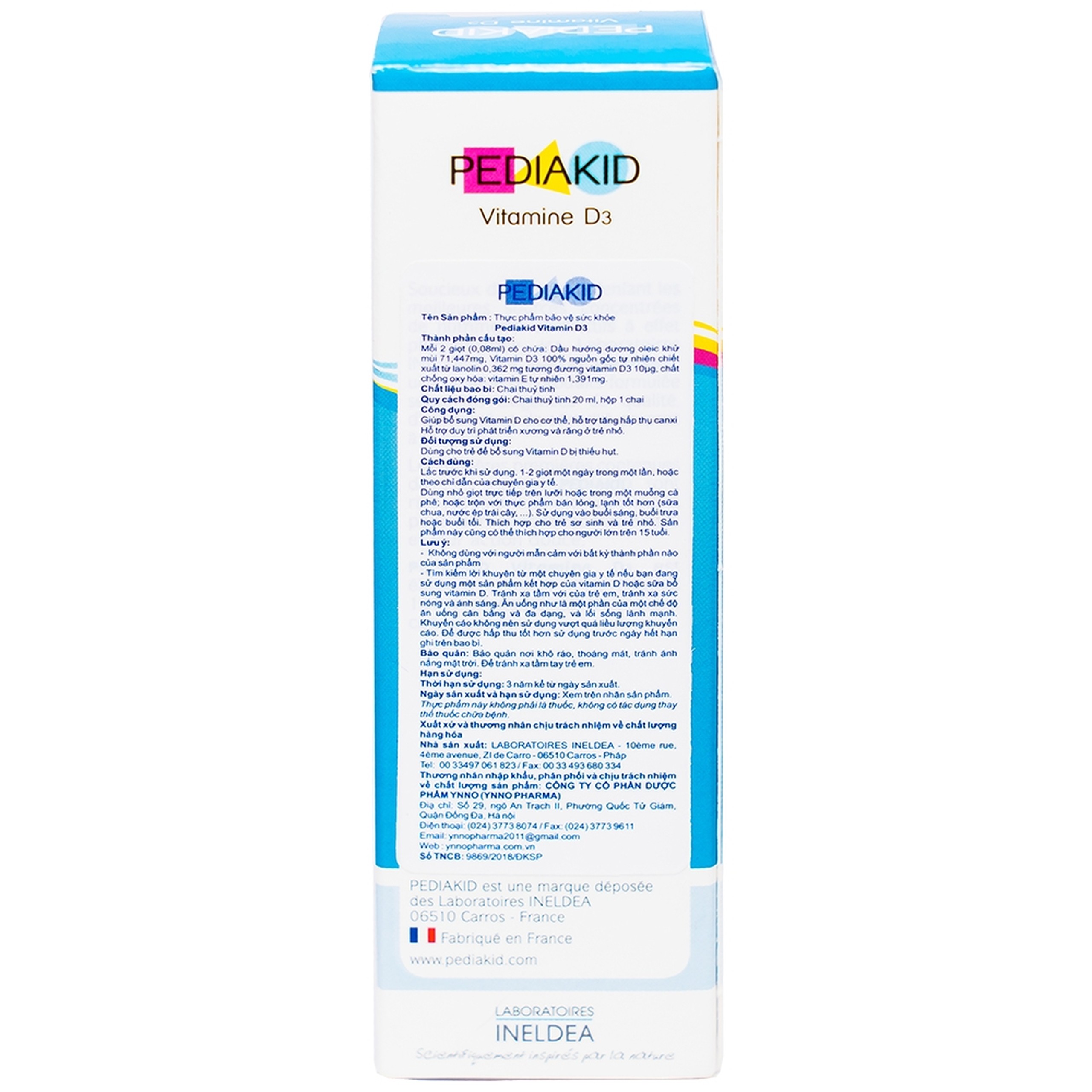 Siro Pediakid Vitamin D3 bổ sung Vitamin D cho cơ thể, tăng hấp thụ canxi (20ml)