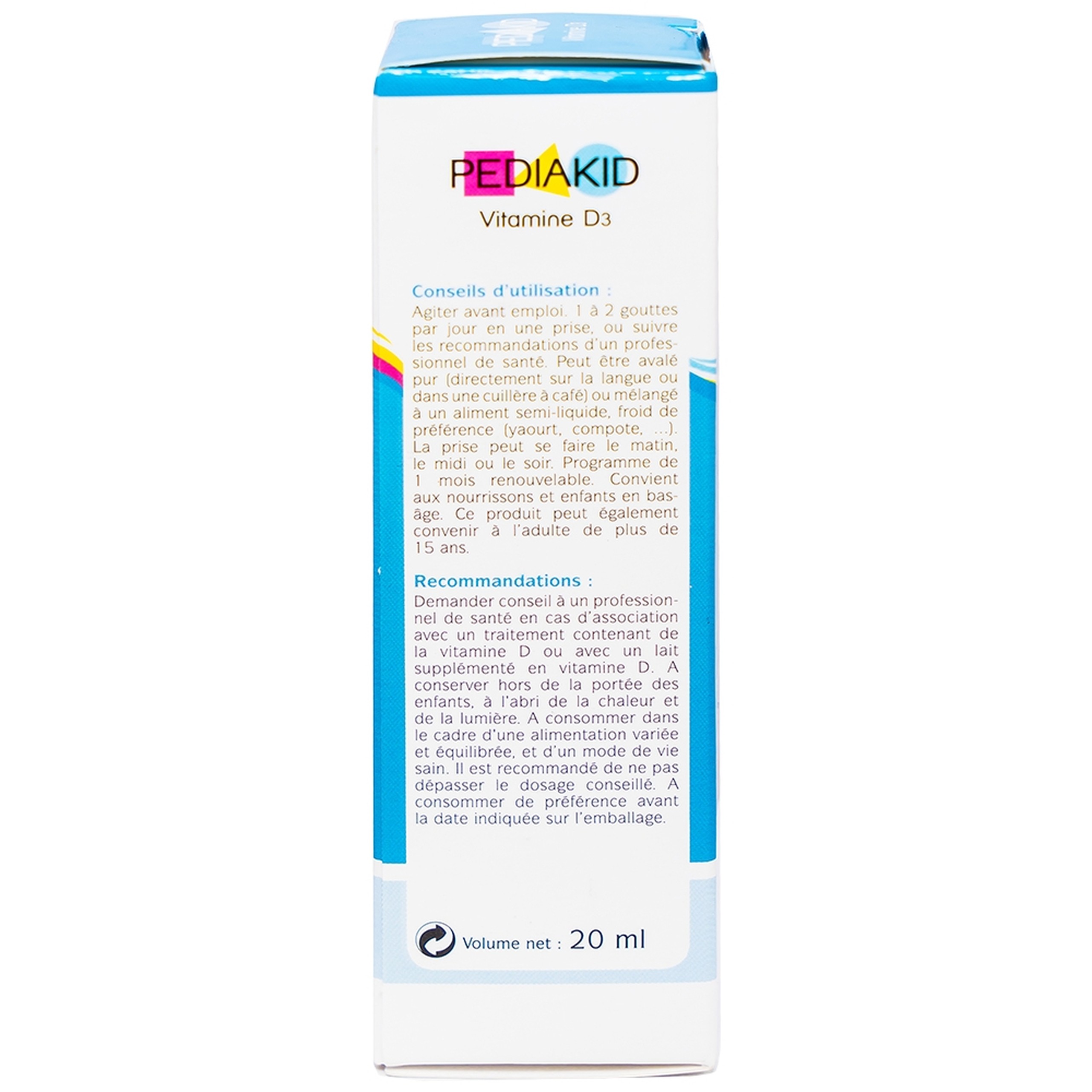 Siro Pediakid Vitamin D3 bổ sung Vitamin D cho cơ thể, tăng hấp thụ canxi (20ml)