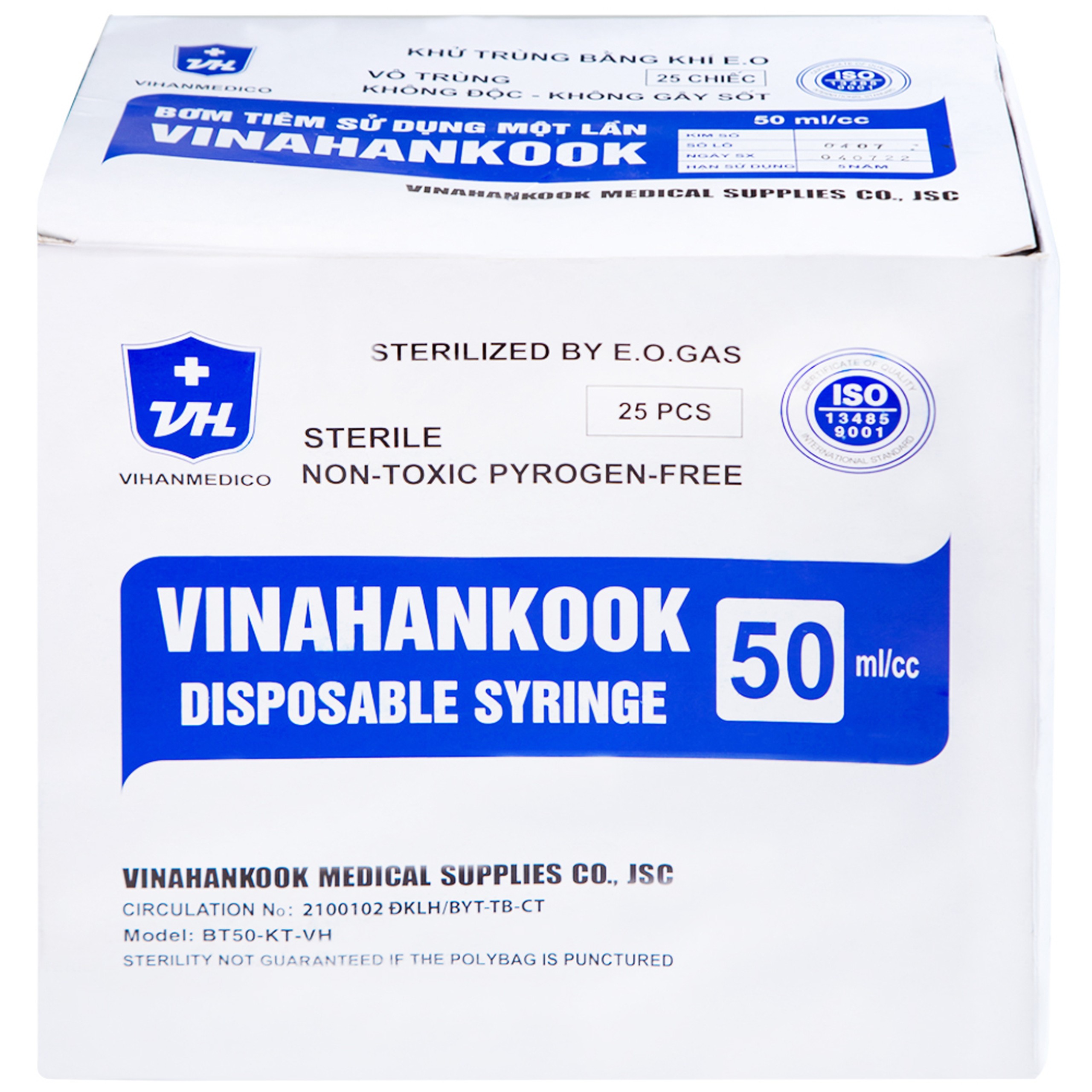 Bơm tiêm 50ml/cc Vinahankook dùng một lần (25 cái)
