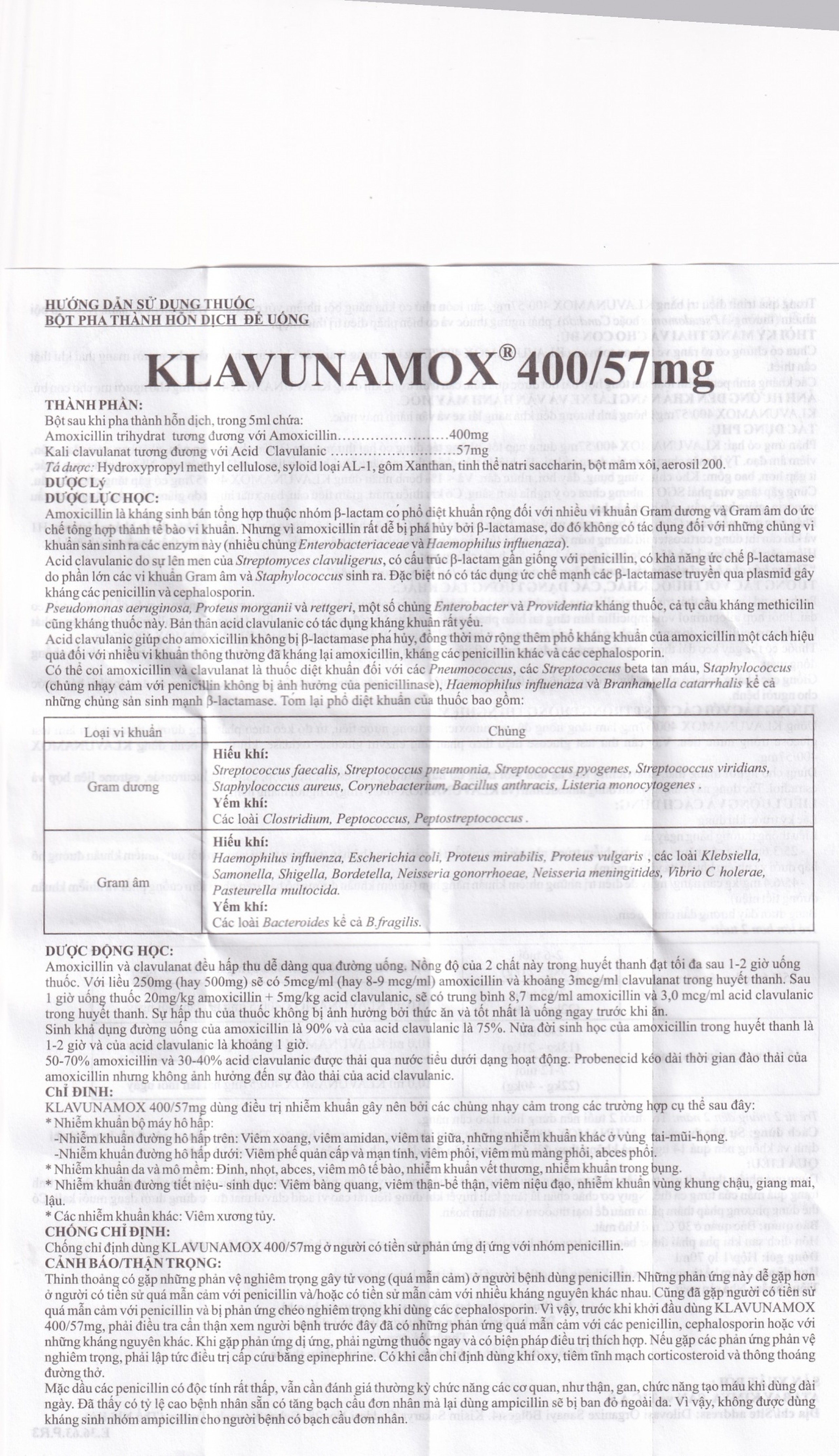 Bột pha hỗn dịch uống Klavunamox 400/57mg Atabay điều trị nhiễm khuẩn nặng đường hô hấp (70ml)