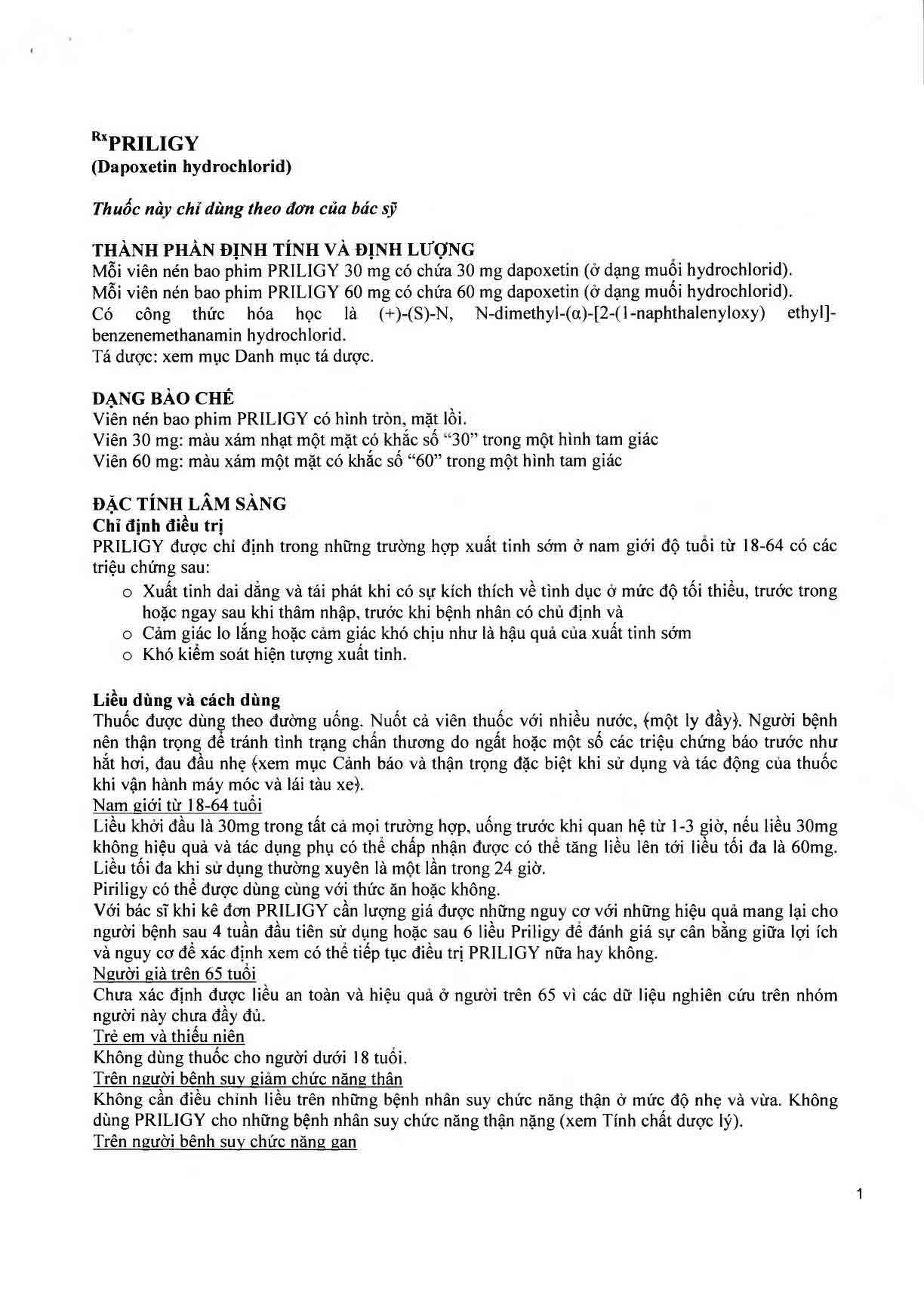 Thuốc Priligy 30mg Menarini điều trị xuất tinh sớm (1 vỉ x 3 viên)