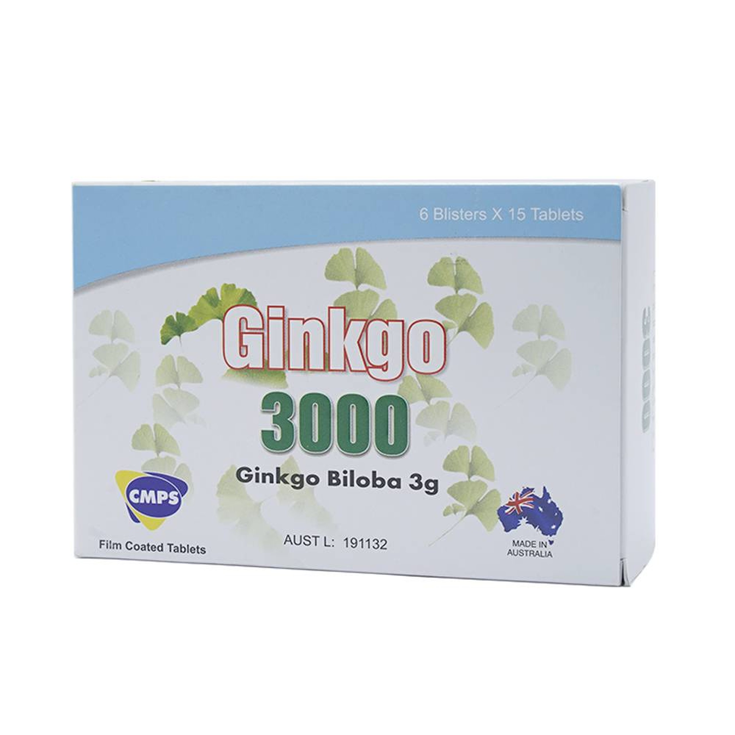 Thuốc Ginkgo 3000 CMPS điều trị suy giảm tuần hoàn máu (6 vỉ x 15 viên)