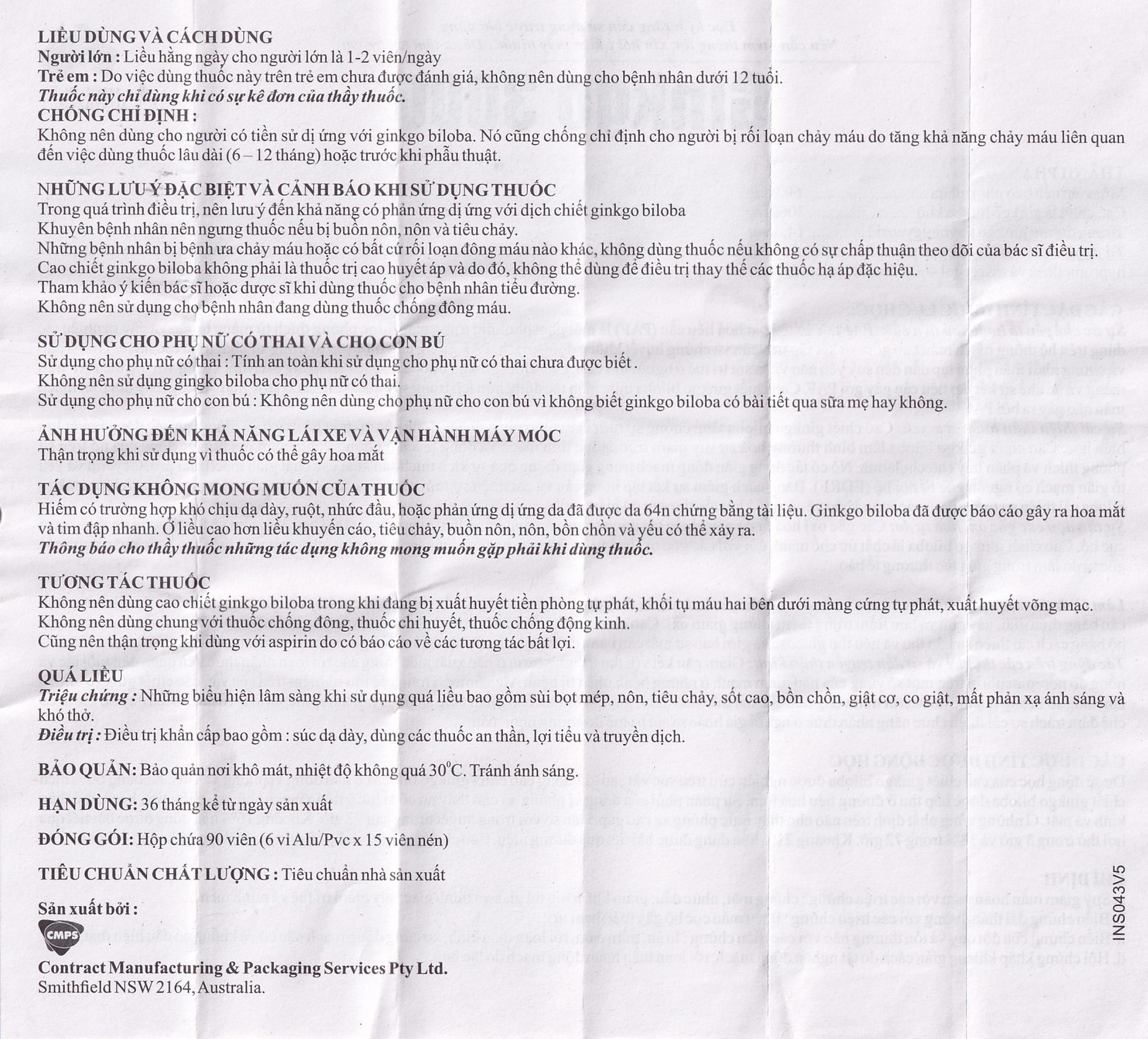 Thuốc Ginkgo 3000 CMPS điều trị suy giảm tuần hoàn máu (6 vỉ x 15 viên)