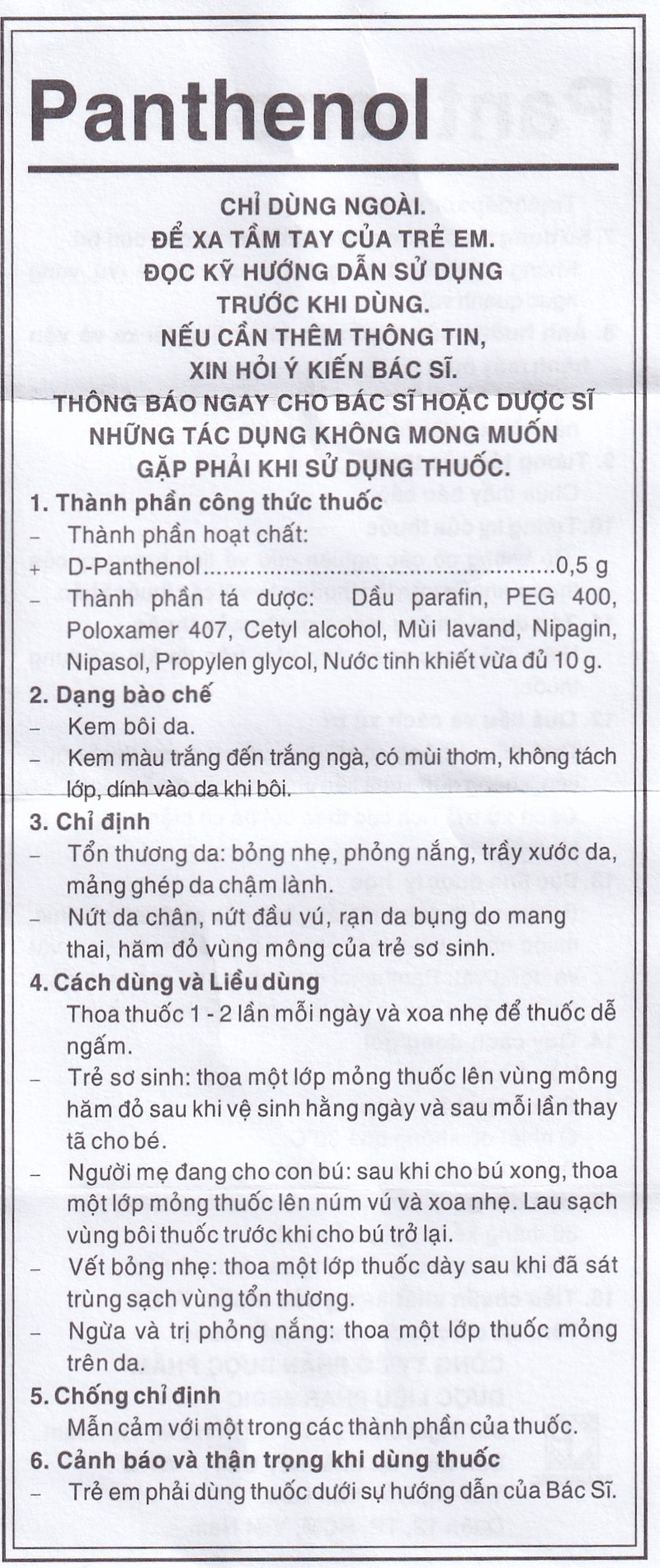 Kem bôi da Panthenol Pharmedic điều trị tổn thương da, bỏng nhẹ, nứt da chân, nứt đầu vú (10g)