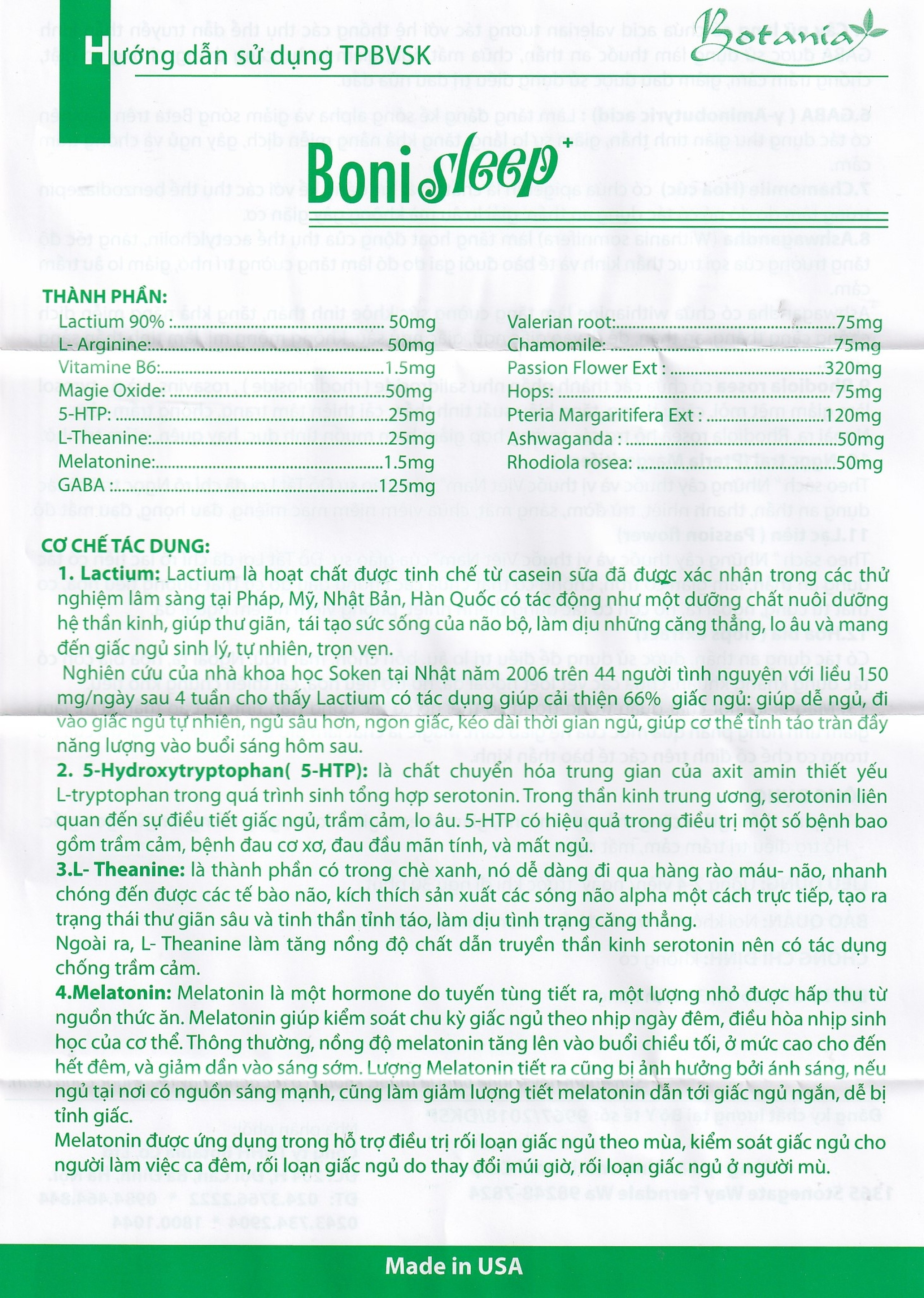 Viên uống Bonisleep Botania giúp an thần, giảm căng thẳng thần kinh (30 viên)