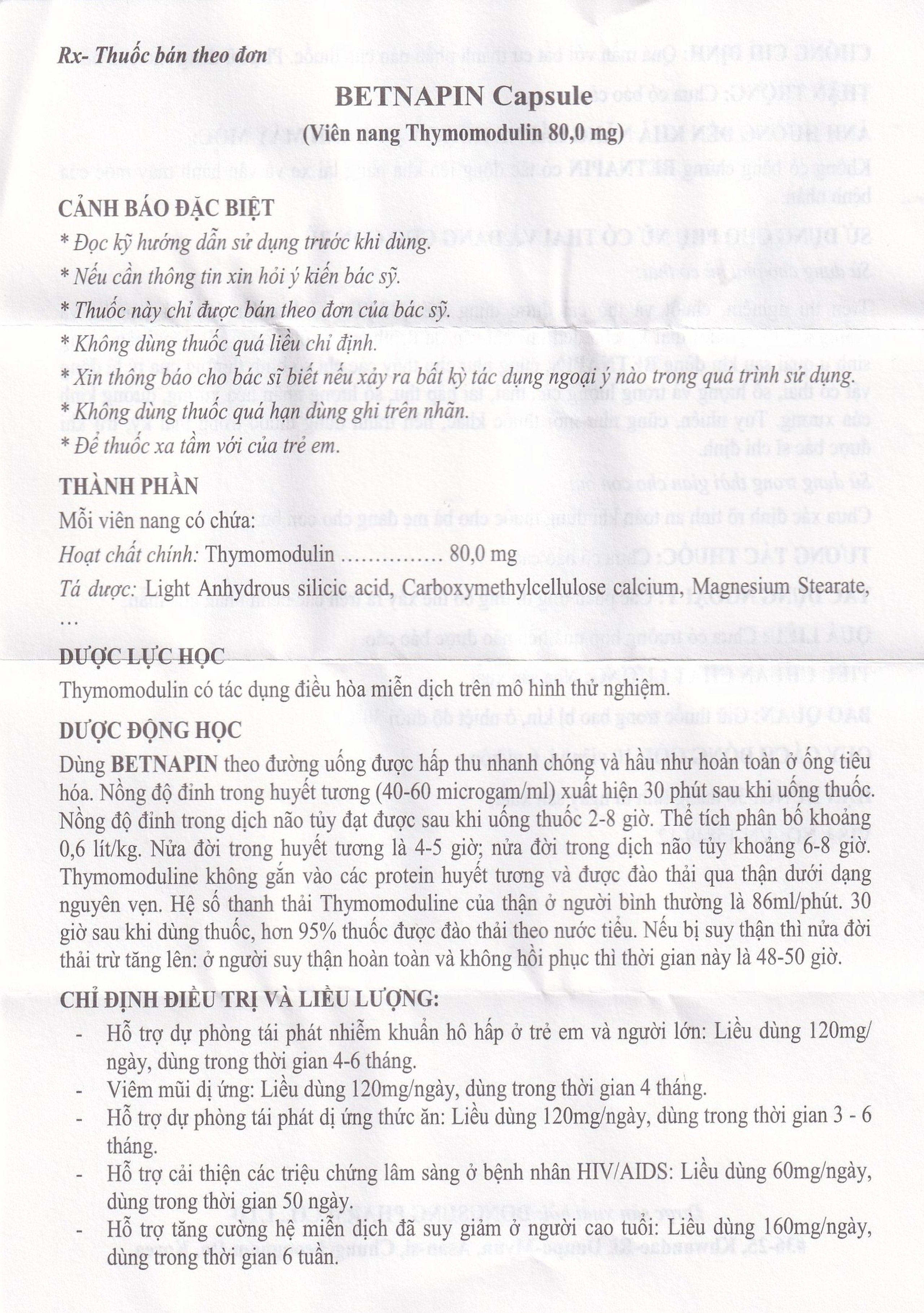 Thuốc Betnapin 80mg DongSung điều trị dị ứng, mày đay mạn tính (6 vỉ x 10 viên)