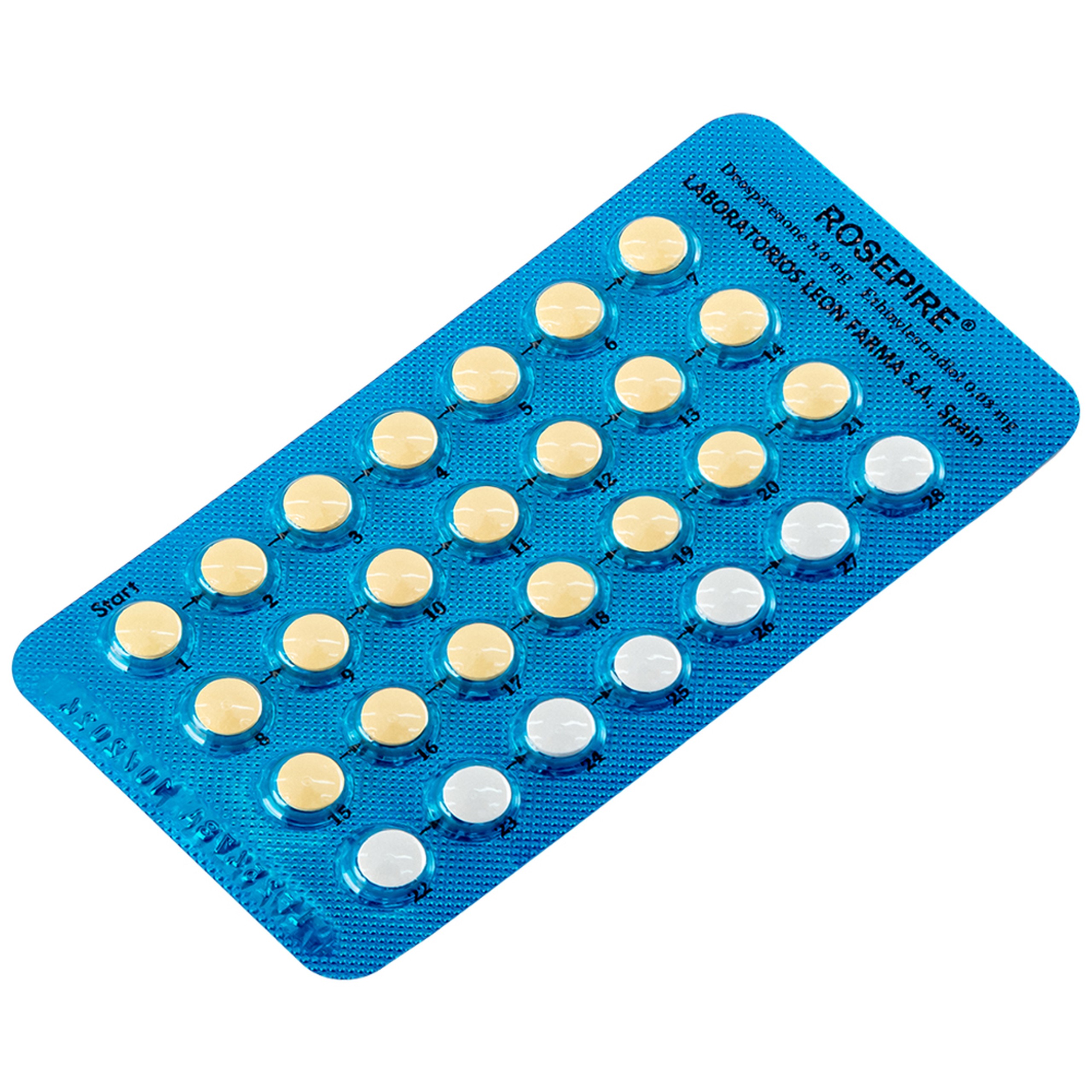 Thuốc Rosepire 3mg/0,03mg Exeltis xanh dùng để tránh thai (1 vỉ x 28 viên)