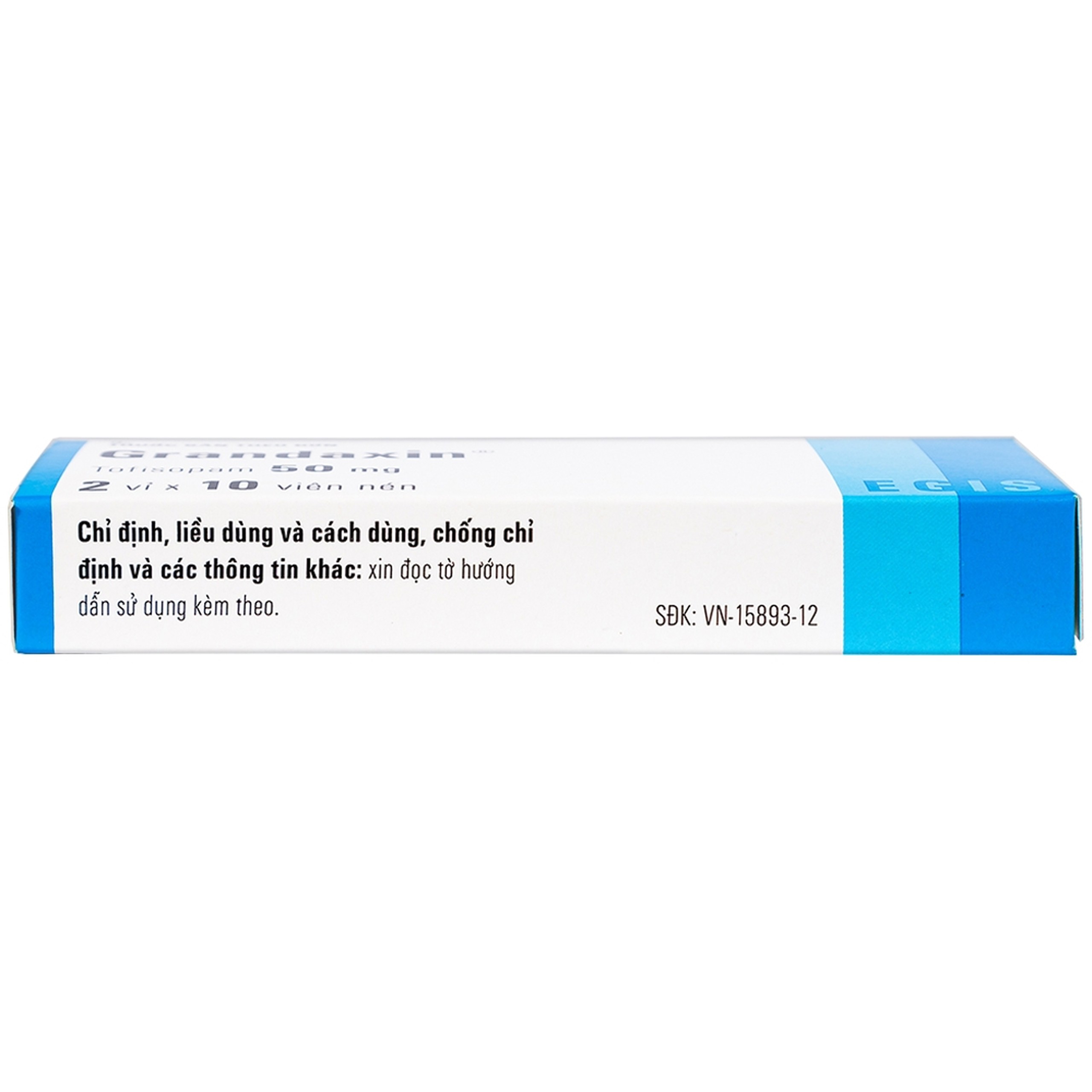 Thuốc Grandaxin 50mg Egis điều trị bệnh tâm thần (2 vỉ x 10 viên)
