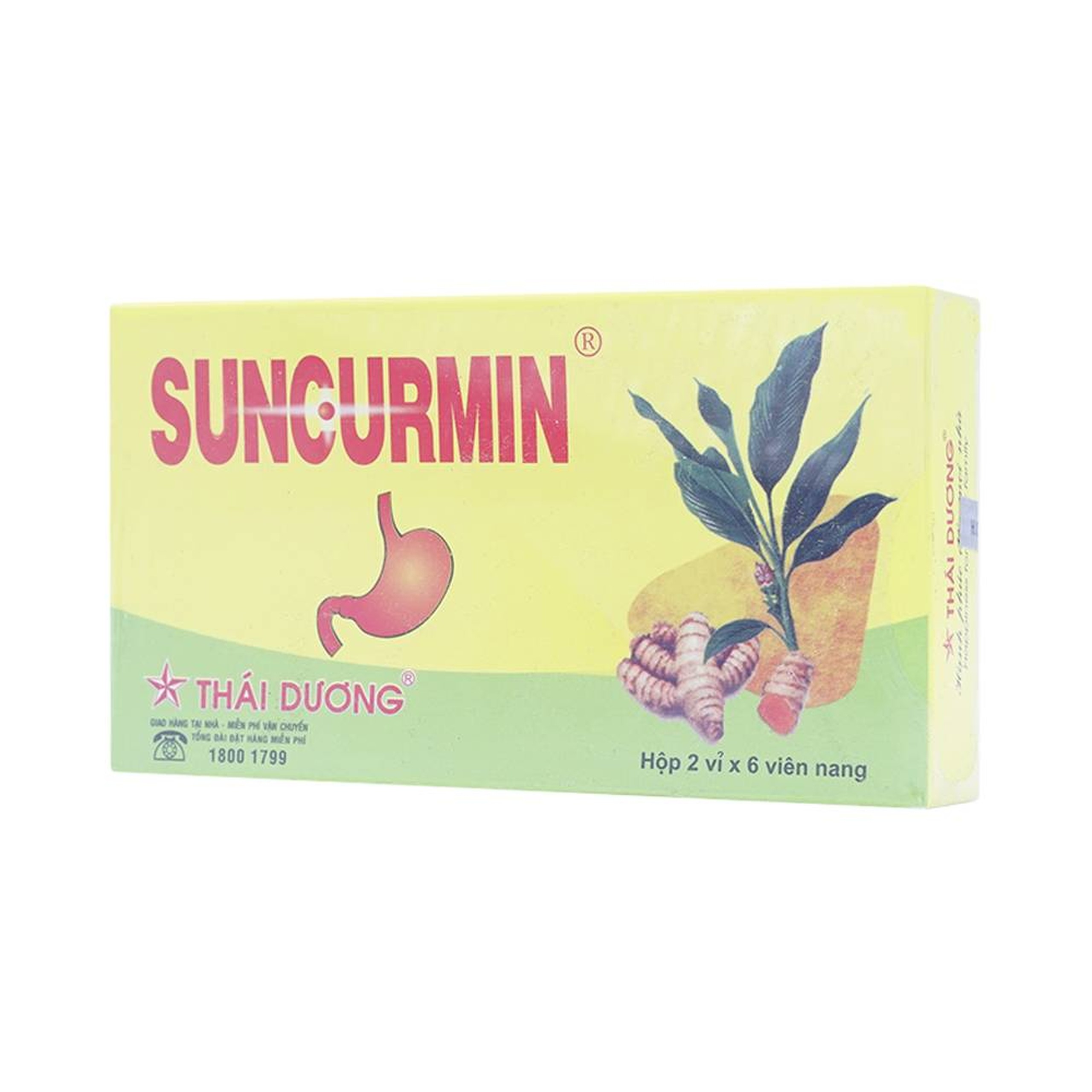 Thuốc Suncurmin Sao Thái Dương điều trị viêm loét dạ dày, hành tá tràng (2 vỉ x 6 viên)