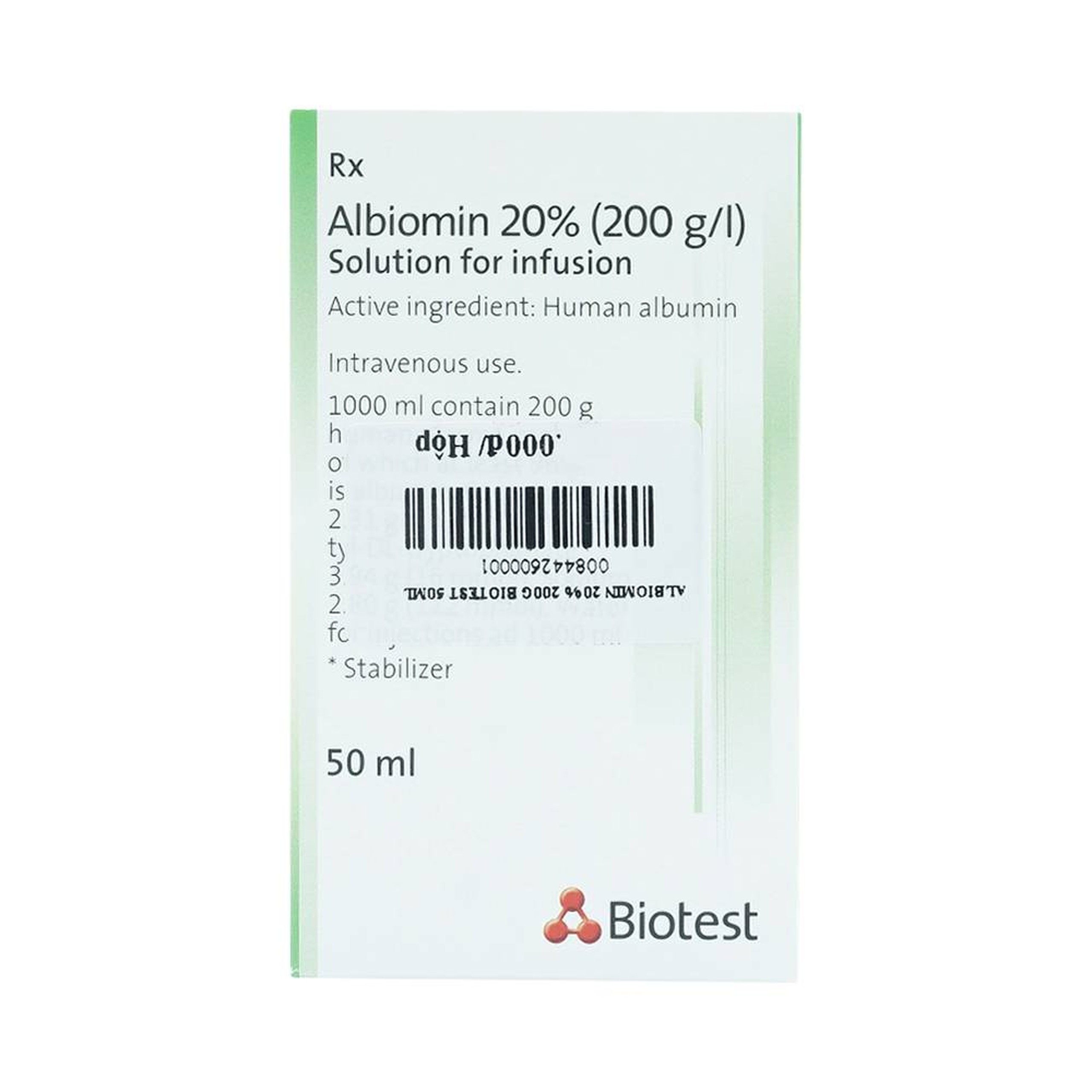 Dịch truyền Albiomin 20% Biotest điều trị cấp cứu trường hợp choáng do giảm thể tích máu (50ml)