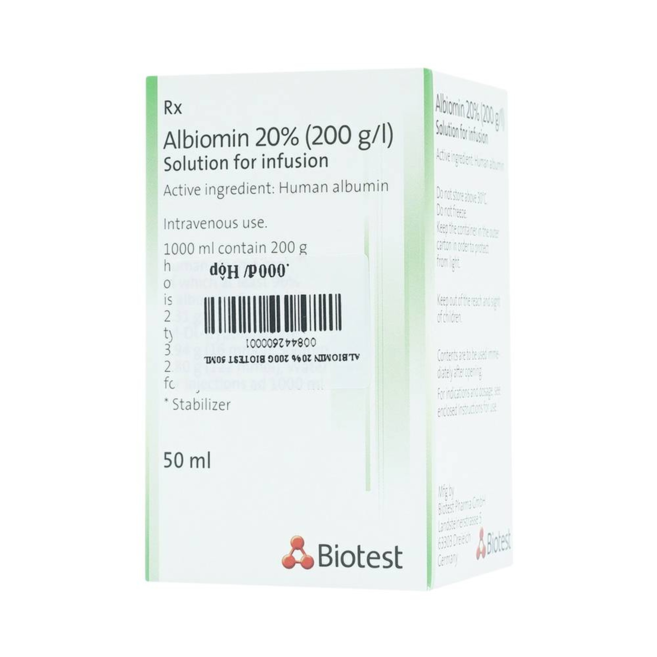 Dịch truyền Albiomin 20% Biotest điều trị cấp cứu trường hợp choáng do giảm thể tích máu (50ml)