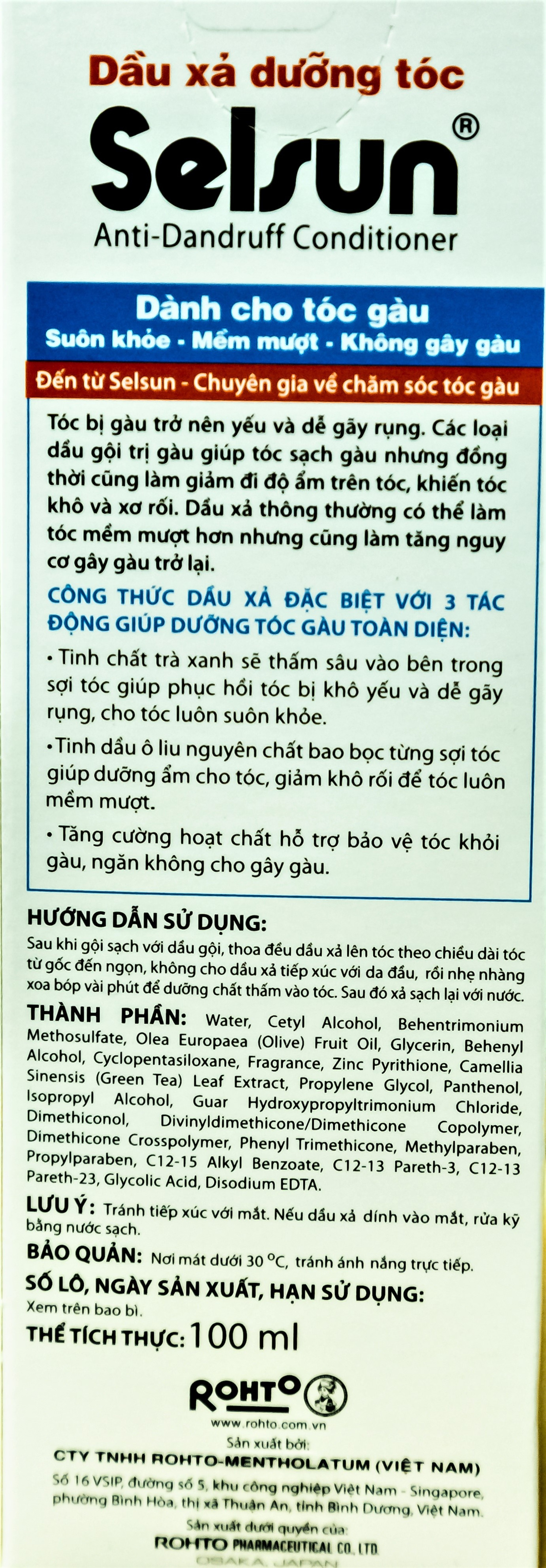 Dầu xả Selsun Rohto dưỡng tóc ngăn ngừa gàu (100ml)