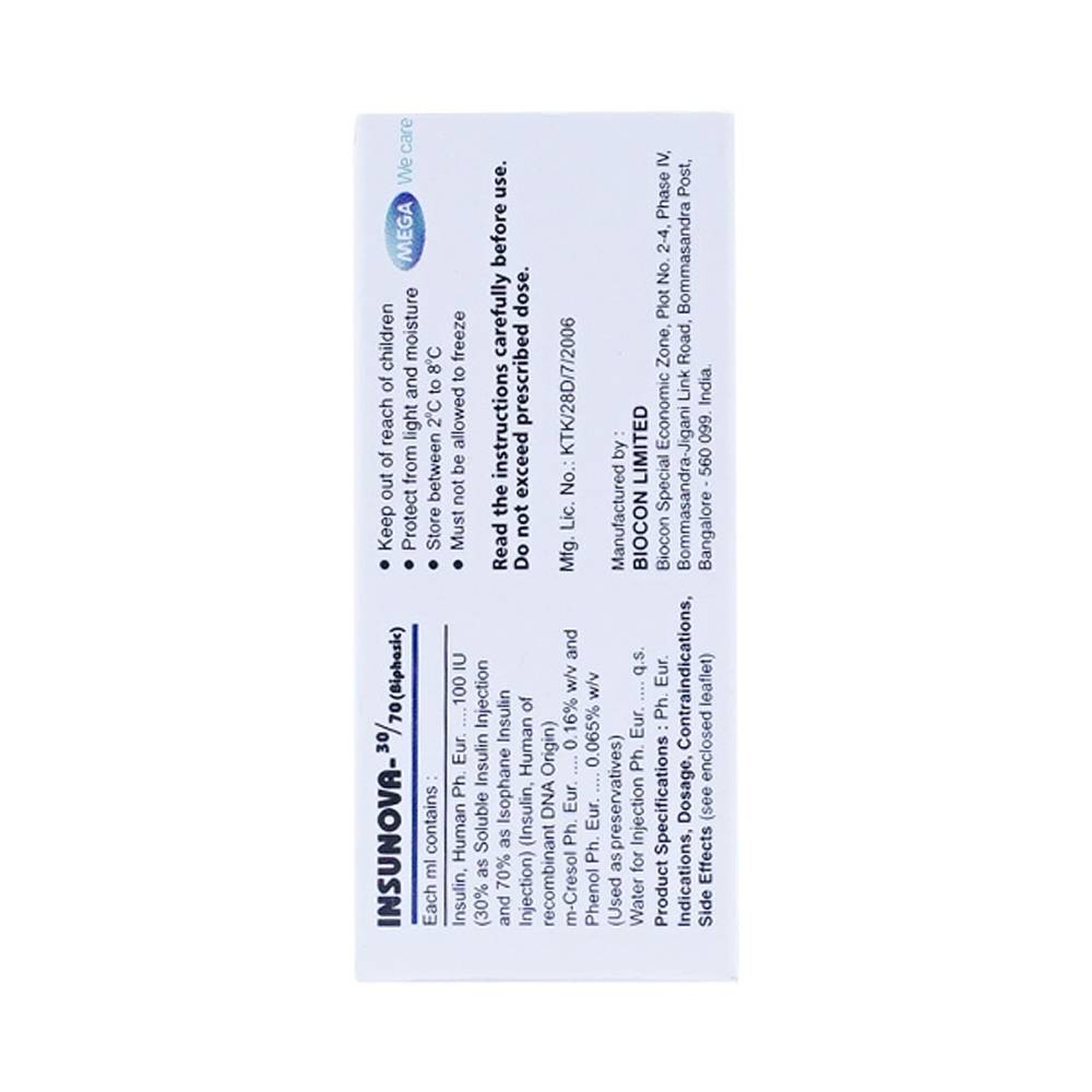  Thuốc tiêm Insunova 30/70 100IU MEGA We care điều trị đái tháo đường (10ml)